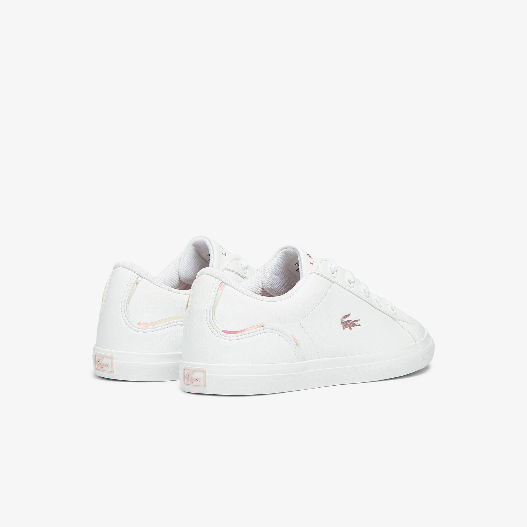 lacoste children s lerond synthetic iridescent trainers