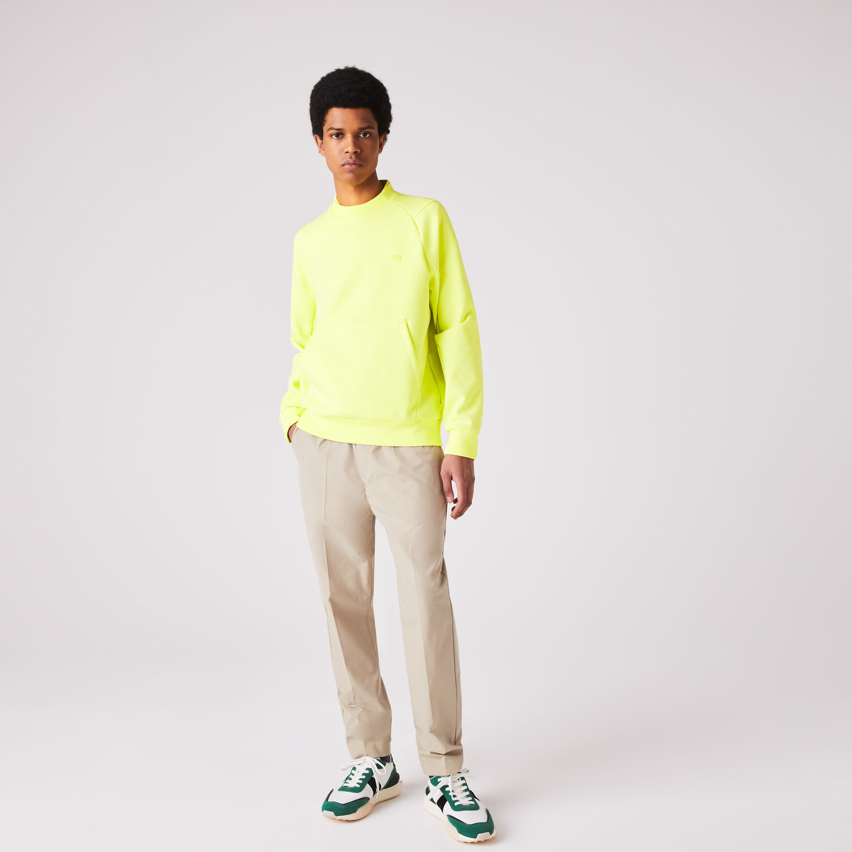 سويت شيرت مزيج قطن بجيب كانغرو وفتحة رقبة مستديرة للرجال