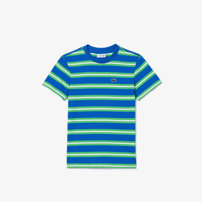 Kids' Lacoste Stripe Print Cotton Jersey T-shirt