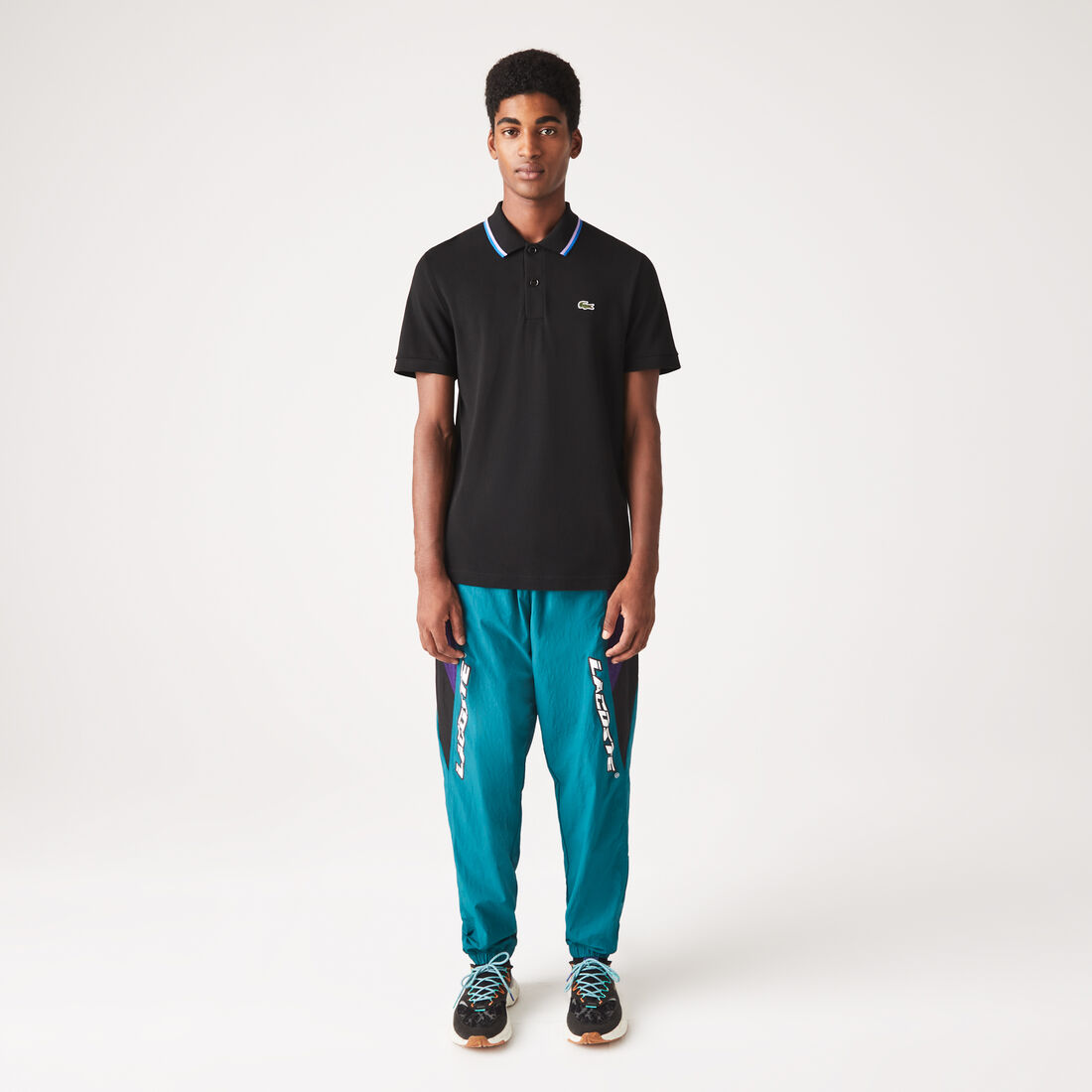 Men's Lacoste Regular Fit Striped Collar Cotton Petit Piqué Polo Men's Lacoste Regular Fit Striped Collar Cotton Petit Piqué Polo