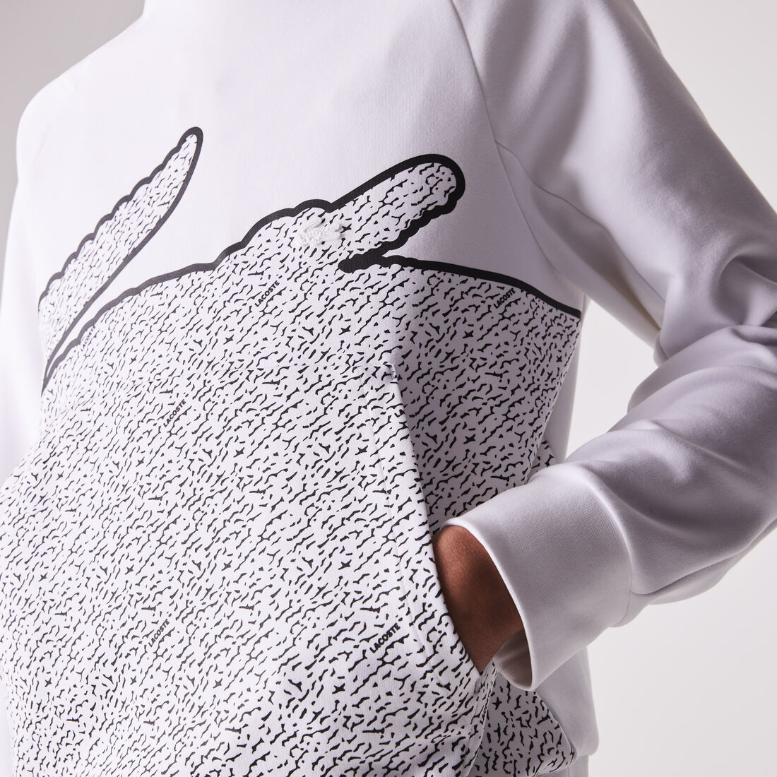 سويت شيرت مزيج قطن بفتحة رقبة مستديرة وطبعة تمساح كبيرة للرجال سويت شيرت مزيج قطن بفتحة رقبة مستديرة وطبعة تمساح كبيرة للرجال