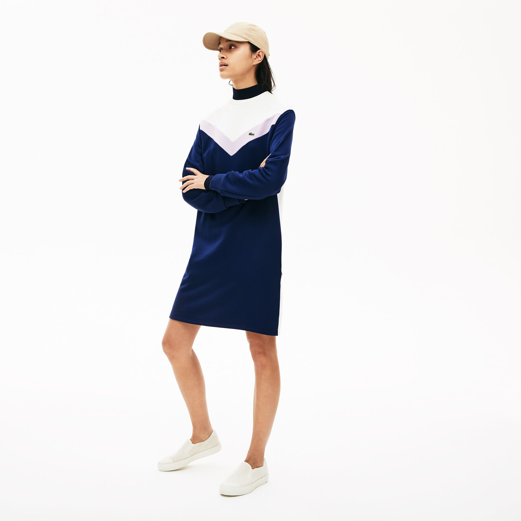 Women's Colourblock Fleece Sweatshirt Dress lacoste women s colourblock fleece sweatshirt dress
