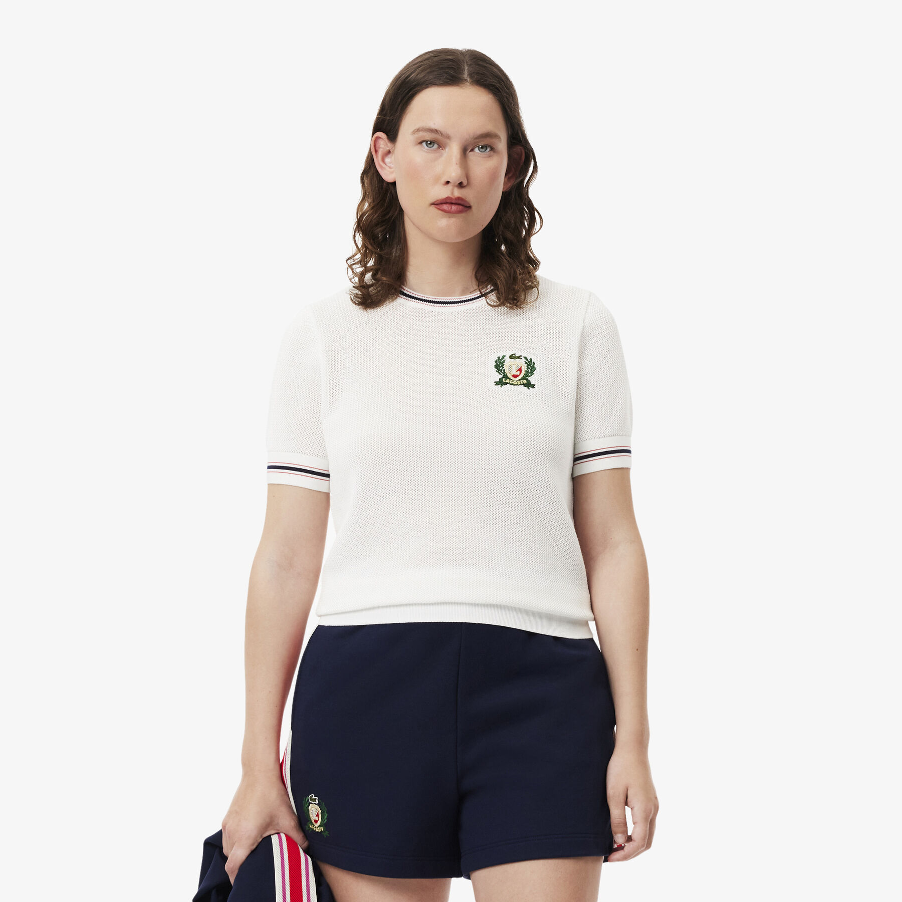 French Made Embroidered Shield Sweater lacoste french made embroidered shield sweater