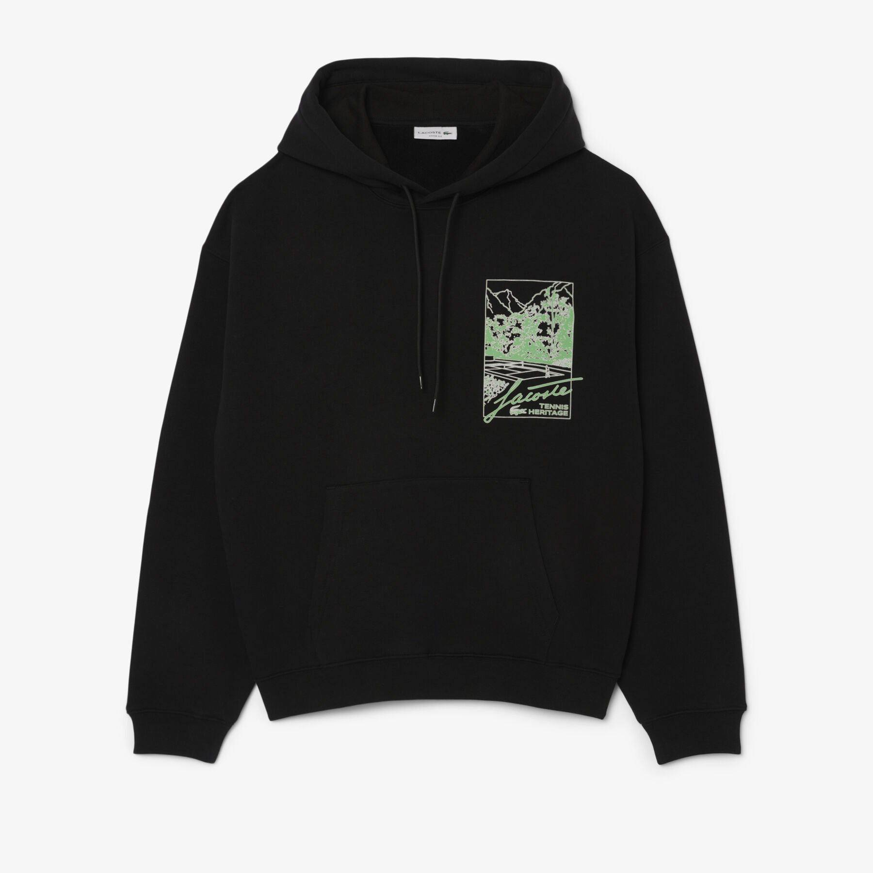 lacoste printed fleece hoodie