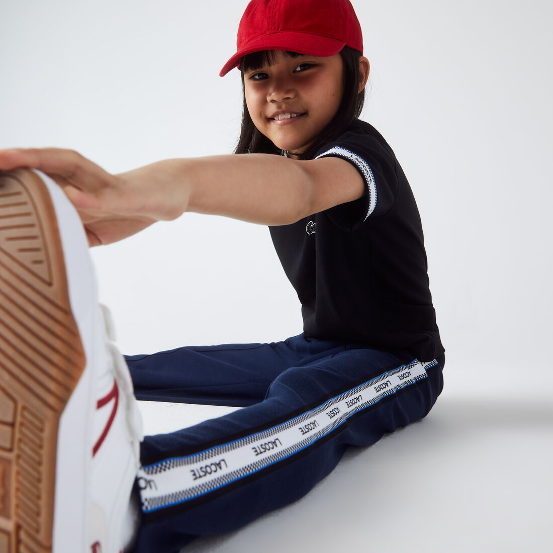 Girls' Lacoste Print Side Bands Oversised Pants Girls' Lacoste Print Side Bands Oversised Pants