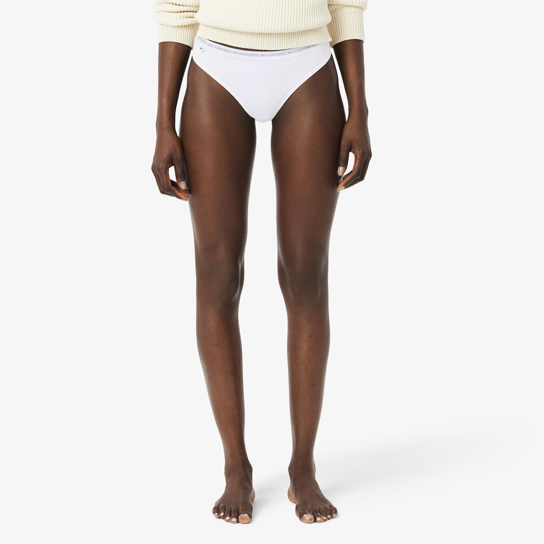 طقم ثونغ قطن مطاطي بتصميم رفيع ، 3 قطع