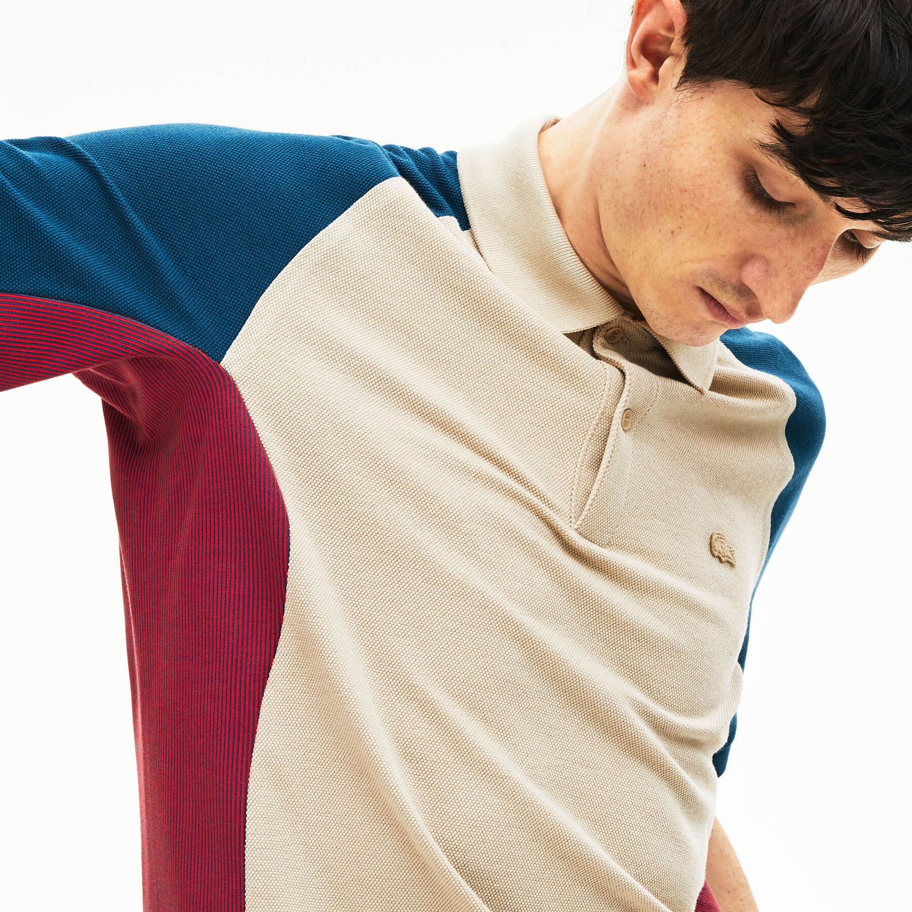 لاكوست قميص بولو من البيكيه بألوان متعددة من مجموعة lacoste colourblock للرجال