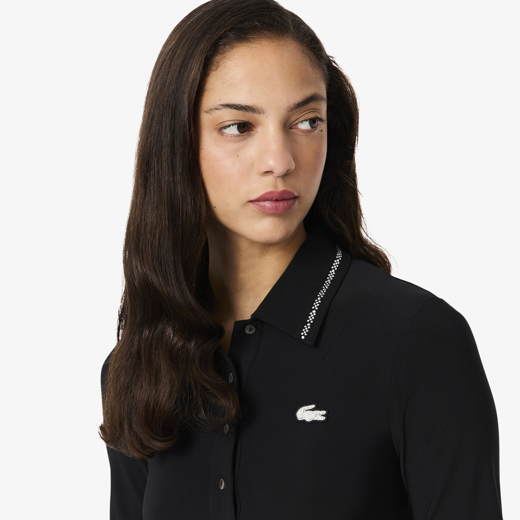 فستان بولو بقصّة ضيقة مع ياقة بولو من جلد التمساح