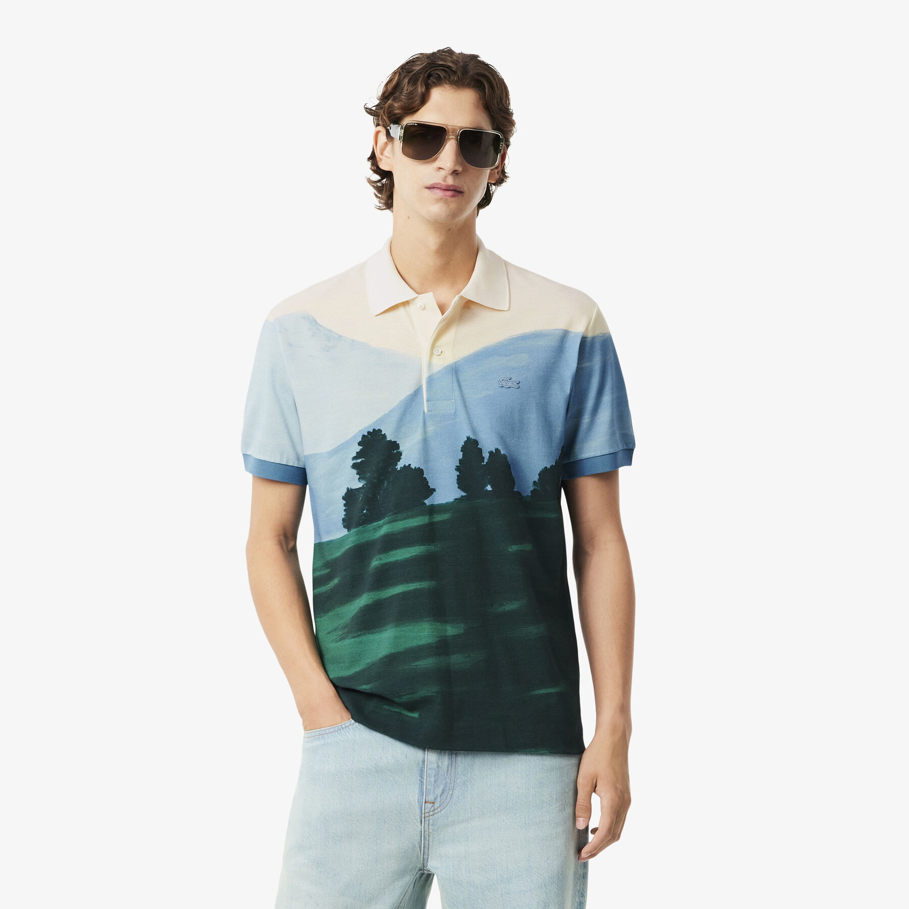 Classic Fit Printed Petit Pique Polo Shirt lacoste classic fit printed petit pique polo shirt