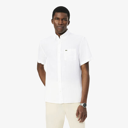 lacoste short sleeved linen shirt