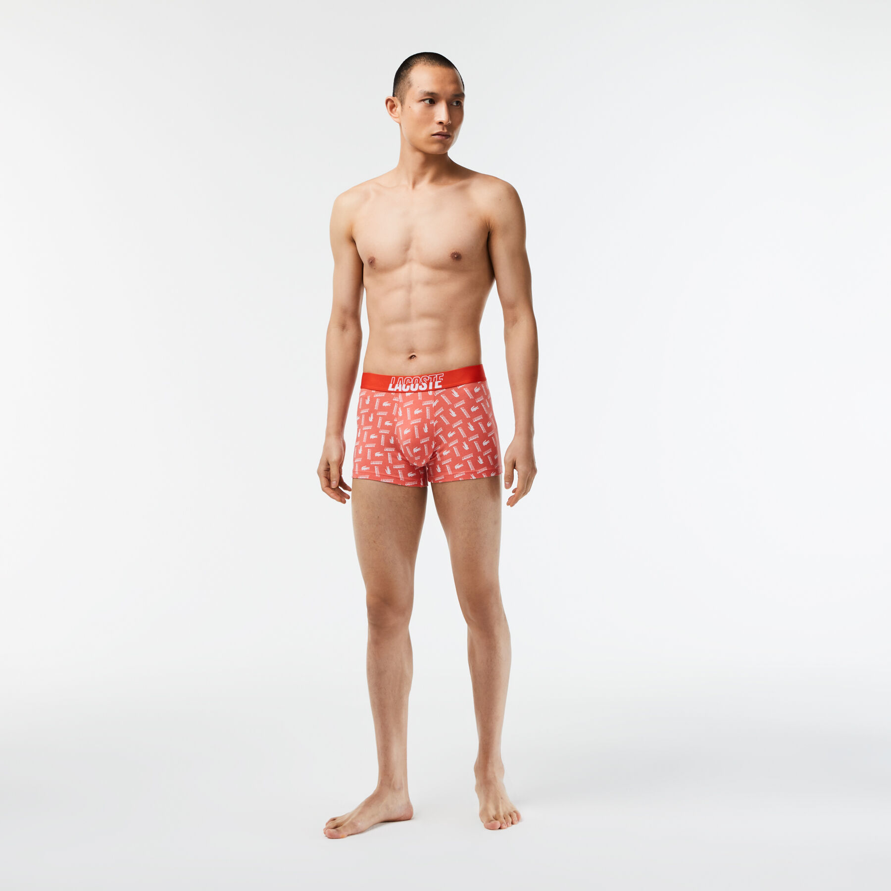 men s 3 pack lacoste stretch cotton printed trunks
