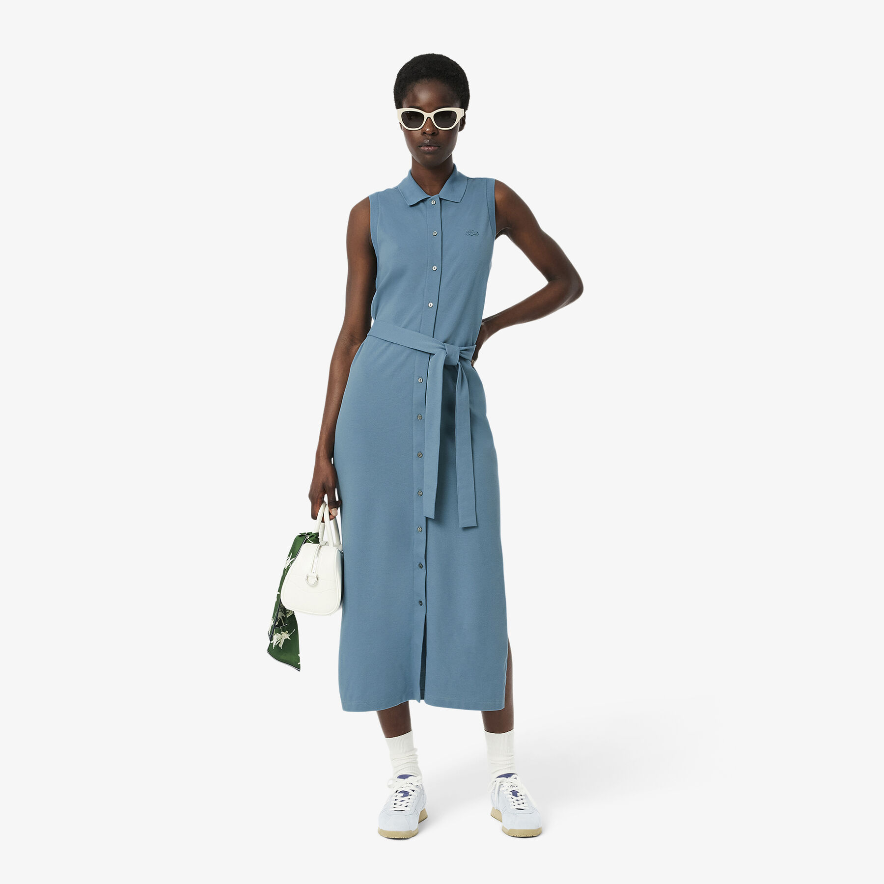 lacoste long stretch mini pique polo dress