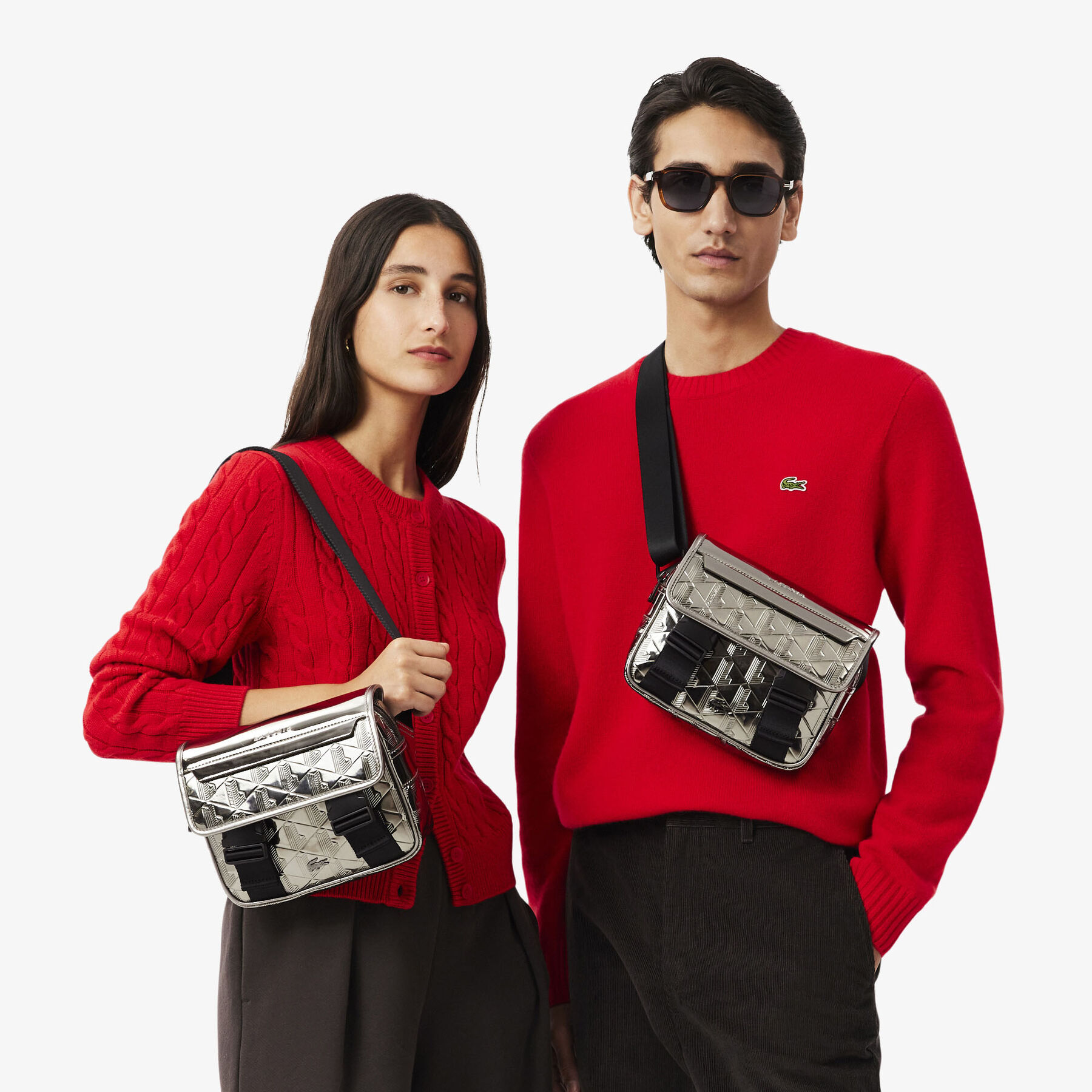 lacoste the blend silver messenger bag
