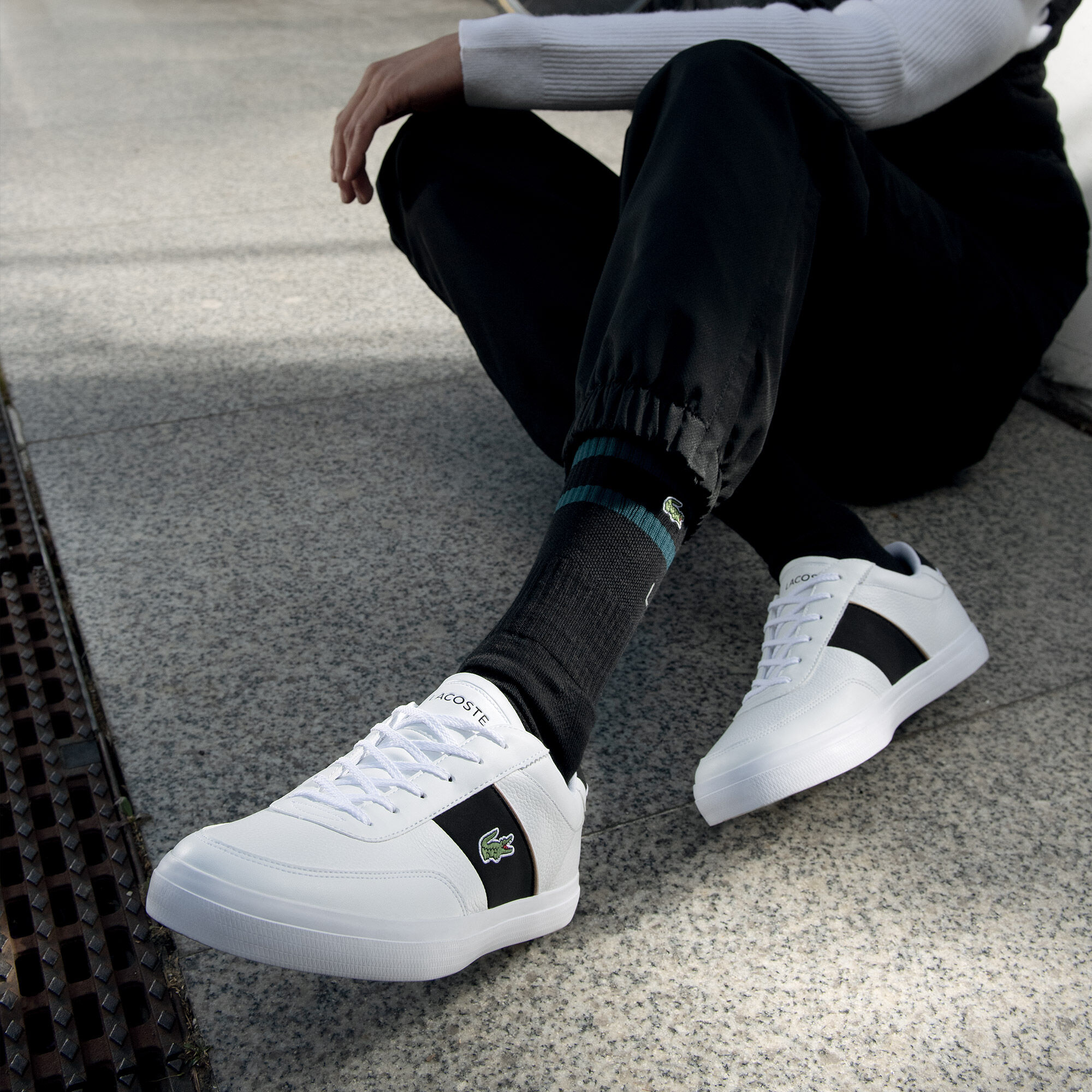 Buy Men s Court Master Tumbled Leather Trainers Lacoste SA