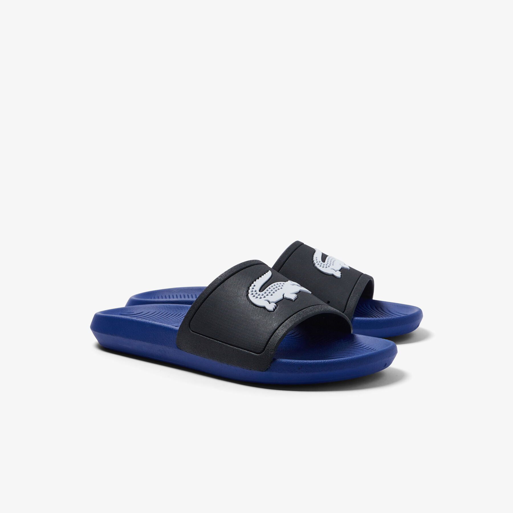 men s lacoste croco rubber duo tone slides