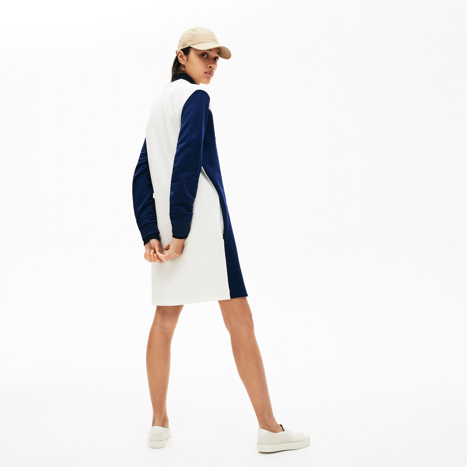 Women's Colourblock Fleece Sweatshirt Dress lacoste women s colourblock fleece sweatshirt dress