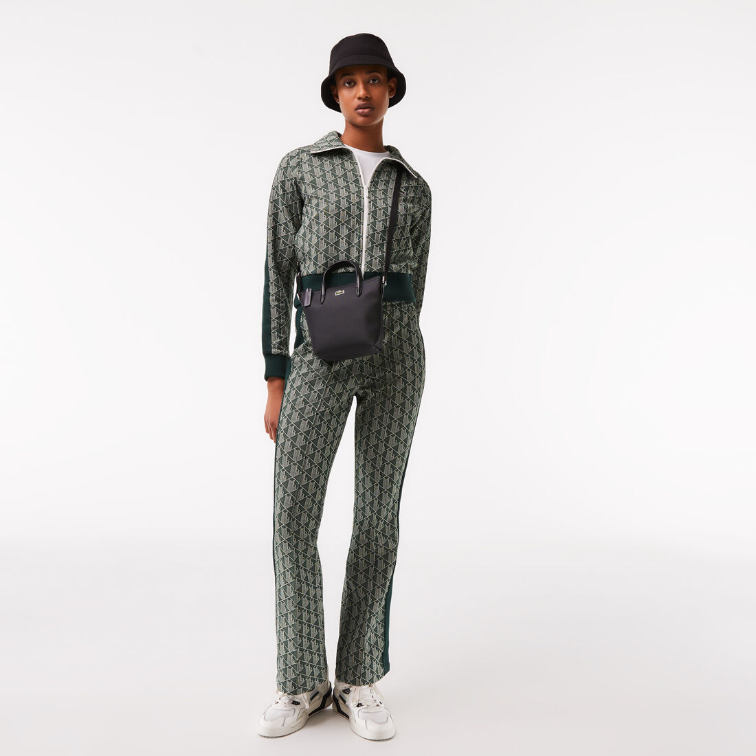 Women's Regular Fit Monogram Print Zip Sweatshirt Women's Regular Fit Monogram Print Zip Sweatshirt