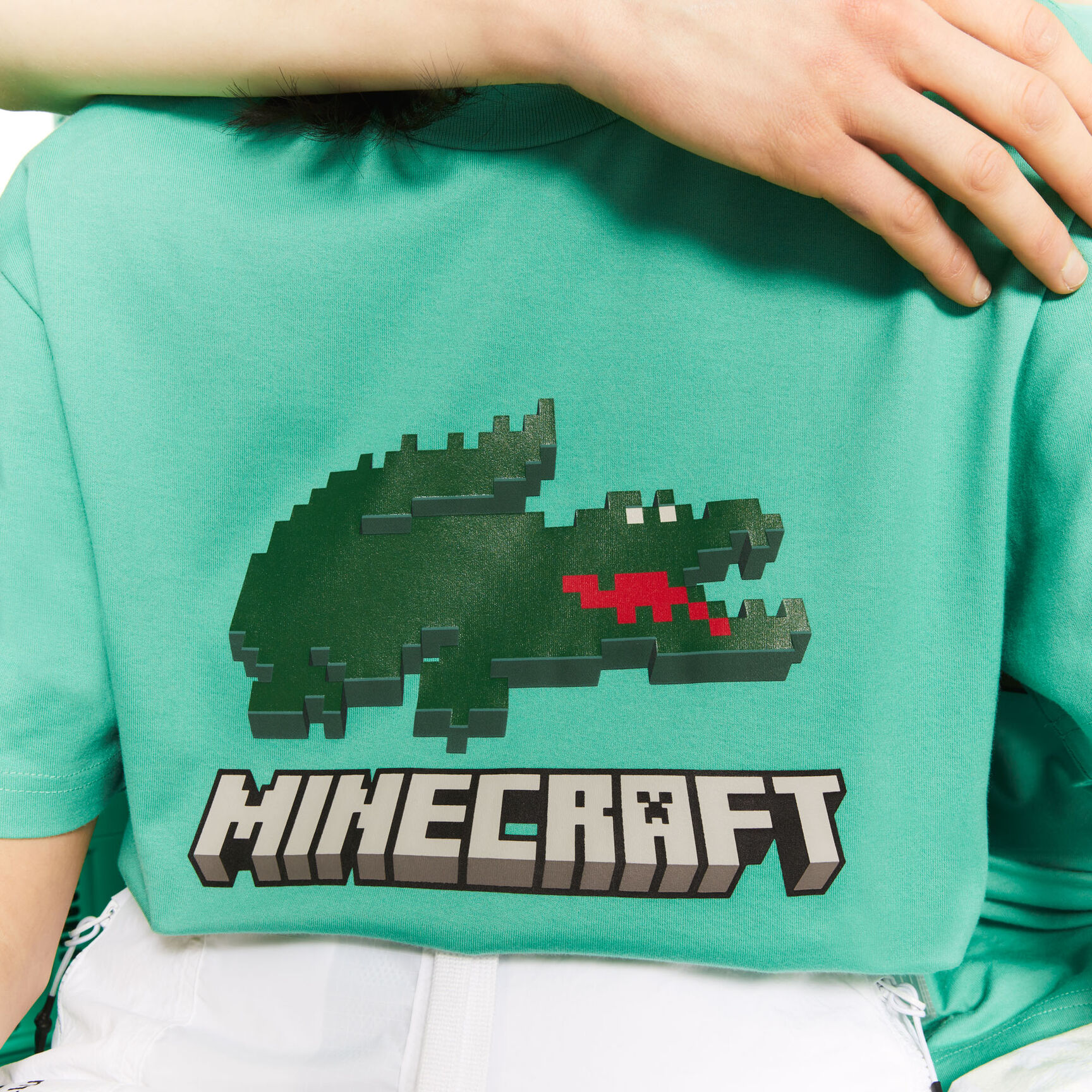 تيشيرت مطبوع قطن عضوي للجنسين مجموعة Lacoste x Minecraft تيشيرت مطبوع قطن عضوي للجنسين مجموعة Lacoste x Minecraft