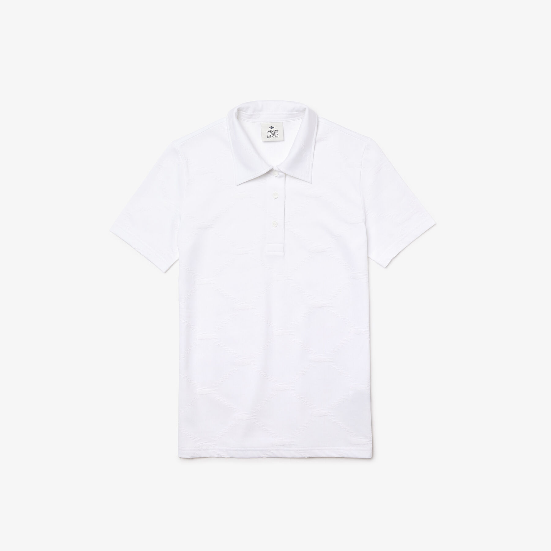 قميص بولو بأنماط مونوغرام وقصة ضيقة مجموعة Lacoste LIVE للنساء قميص بولو بأنماط مونوغرام وقصة ضيقة مجموعة Lacoste LIVE للنساء
