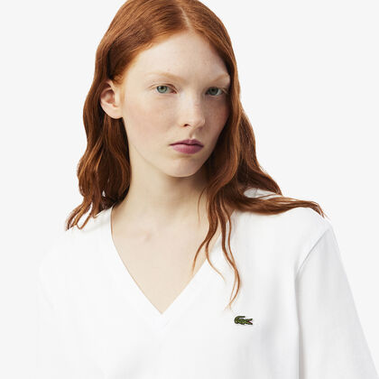 Relaxed Fit Soft Cotton V Neck T-shirt