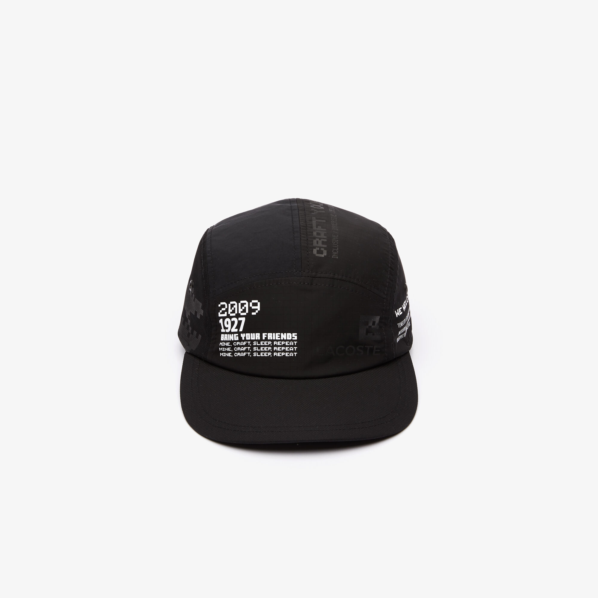 Unisex Lacoste L!VE x Minecraft Print Nylon Cap, Black | LACOSTE KSA