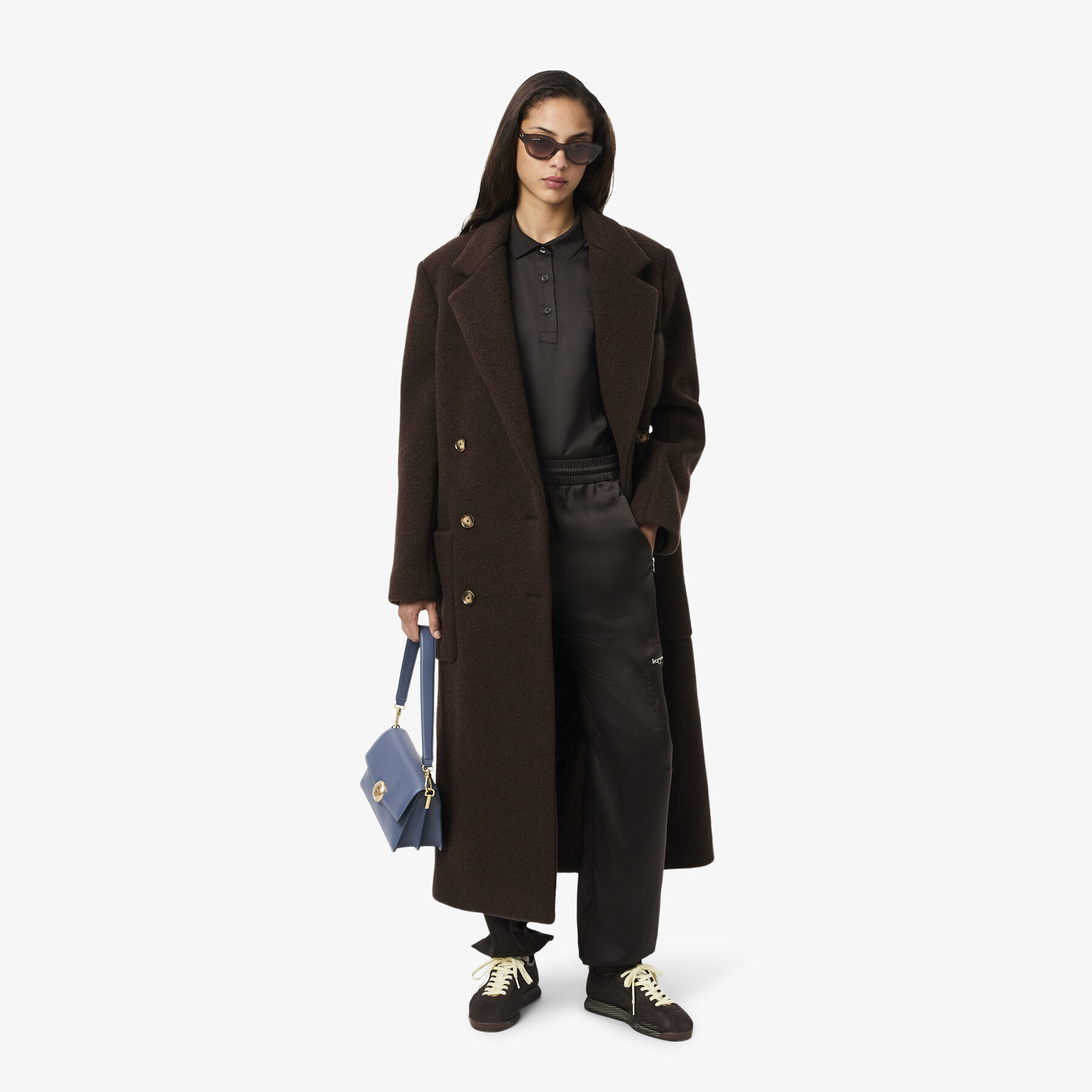 Long Sleeved Oversized Satin Polo Shirt