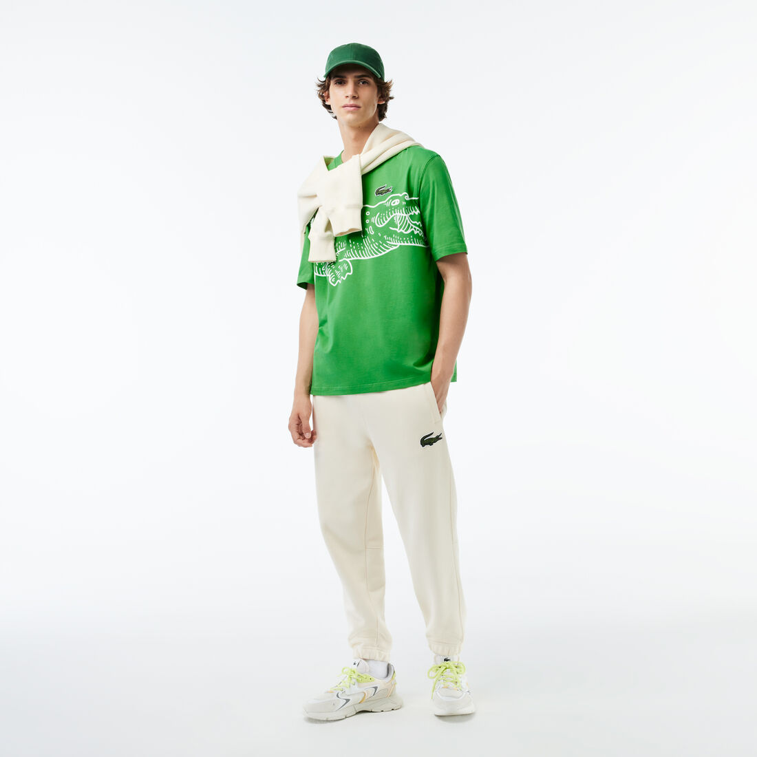 Men's Lacoste Round Neck Loose Fit Crocodile Print T-shirt Men's Lacoste Round Neck Loose Fit Crocodile Print T-shirt