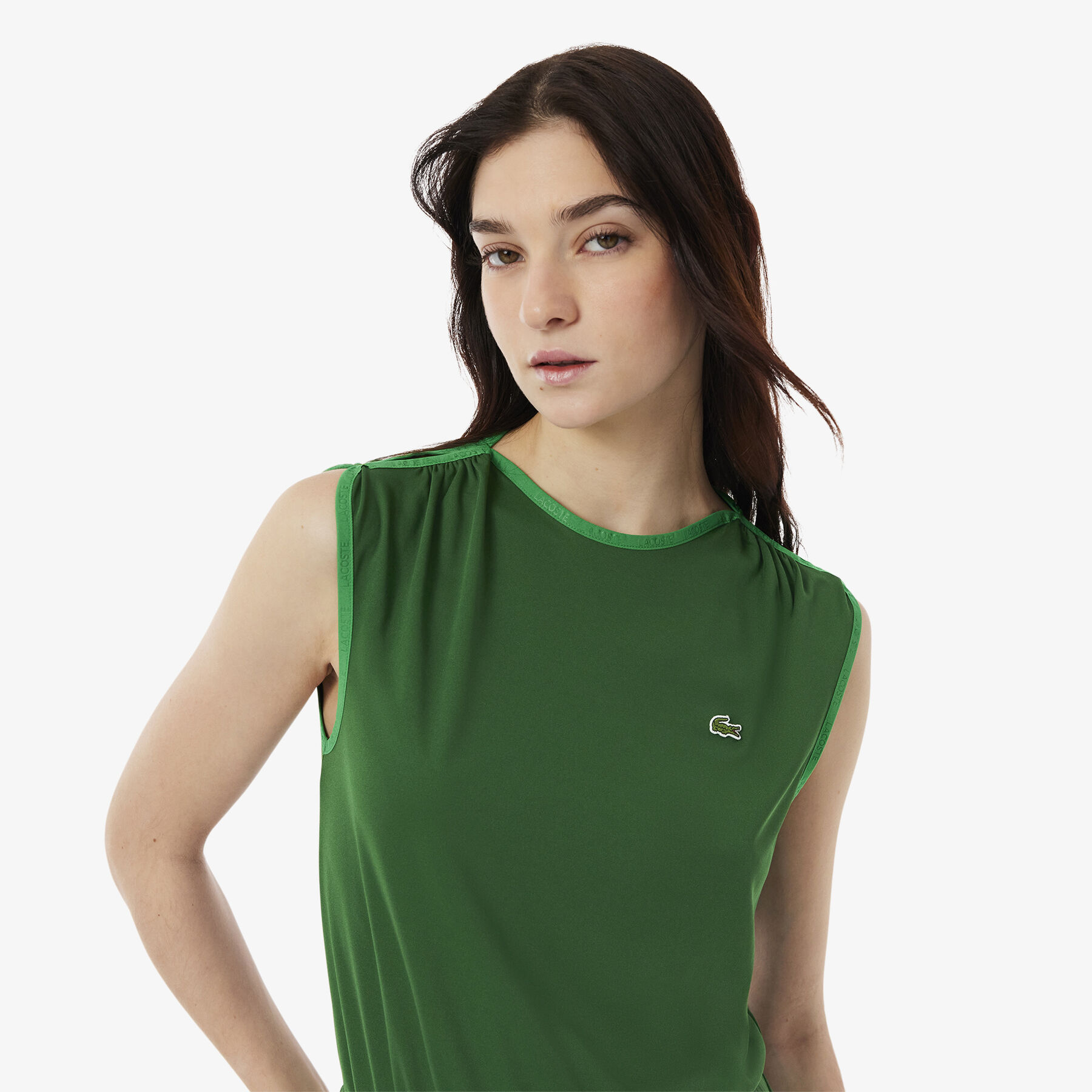 lacoste sleeveless pleated dress