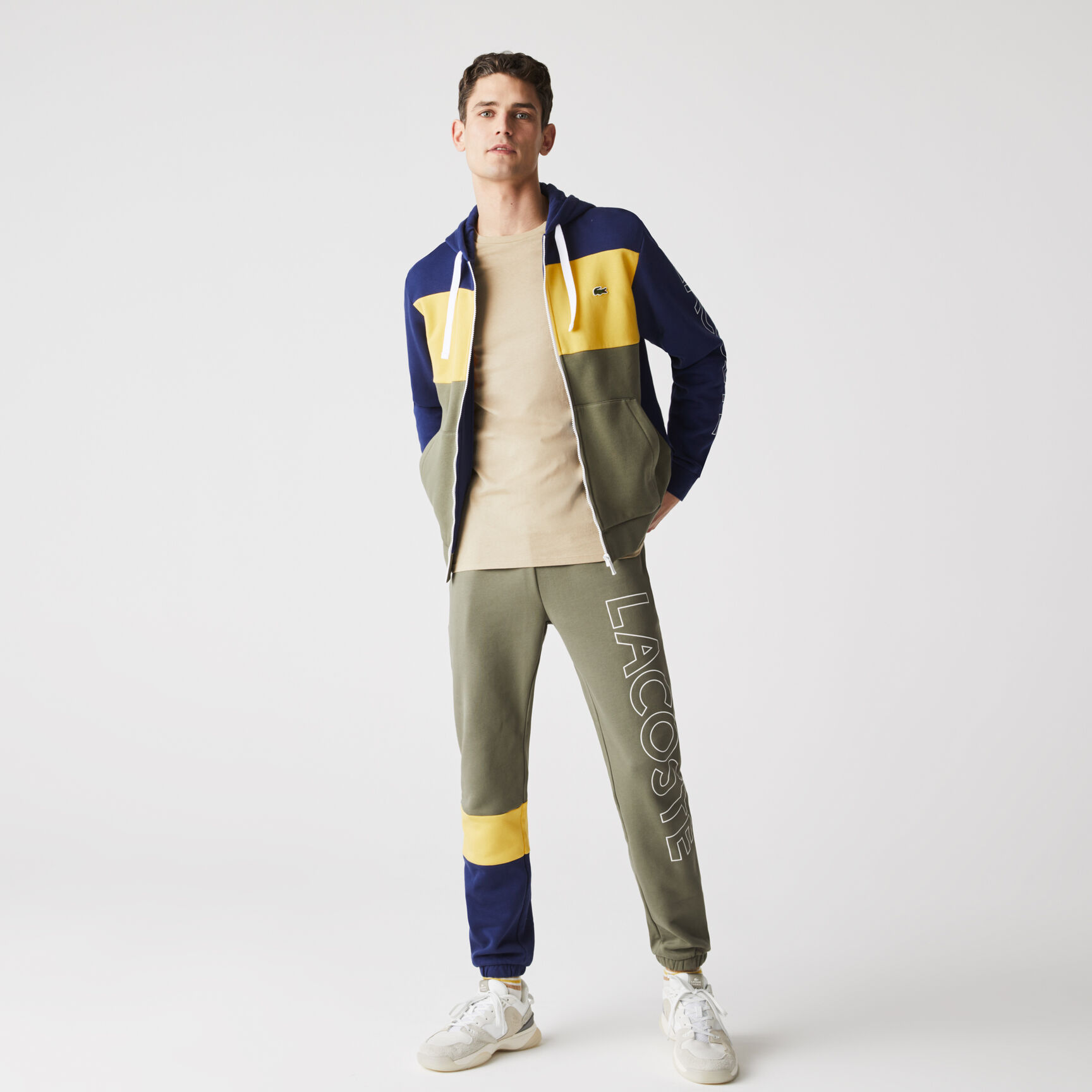 Men&rsquo;s Hooded Colorblock Fleece Zip Sweatshirt
