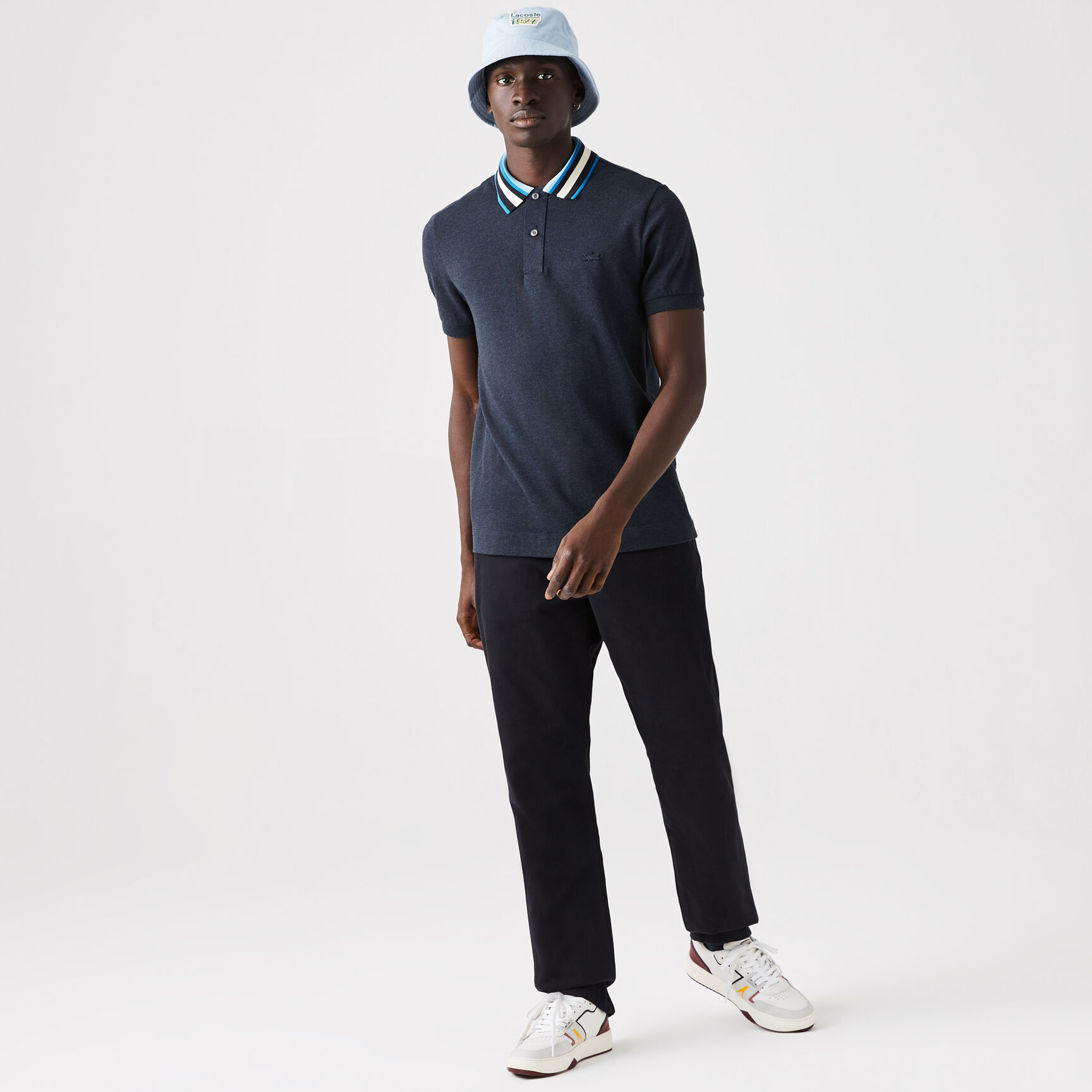 Men’s Lacoste Regular Fit Striped Collar Cotton Piqué Polo Men’s Lacoste Regular Fit Striped Collar Cotton Piqué Polo