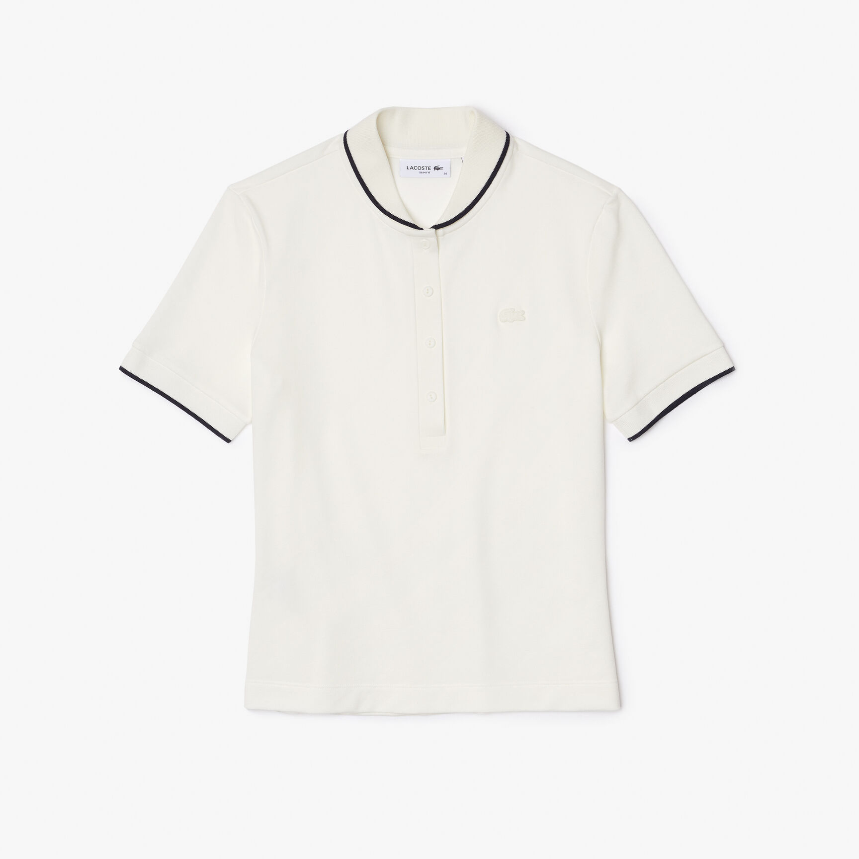 Women's Lacoste Slim Fit Striped Collar Flowy Piqué Polo Shirt Women's Lacoste Slim Fit Striped Collar Flowy Piqué Polo Shirt