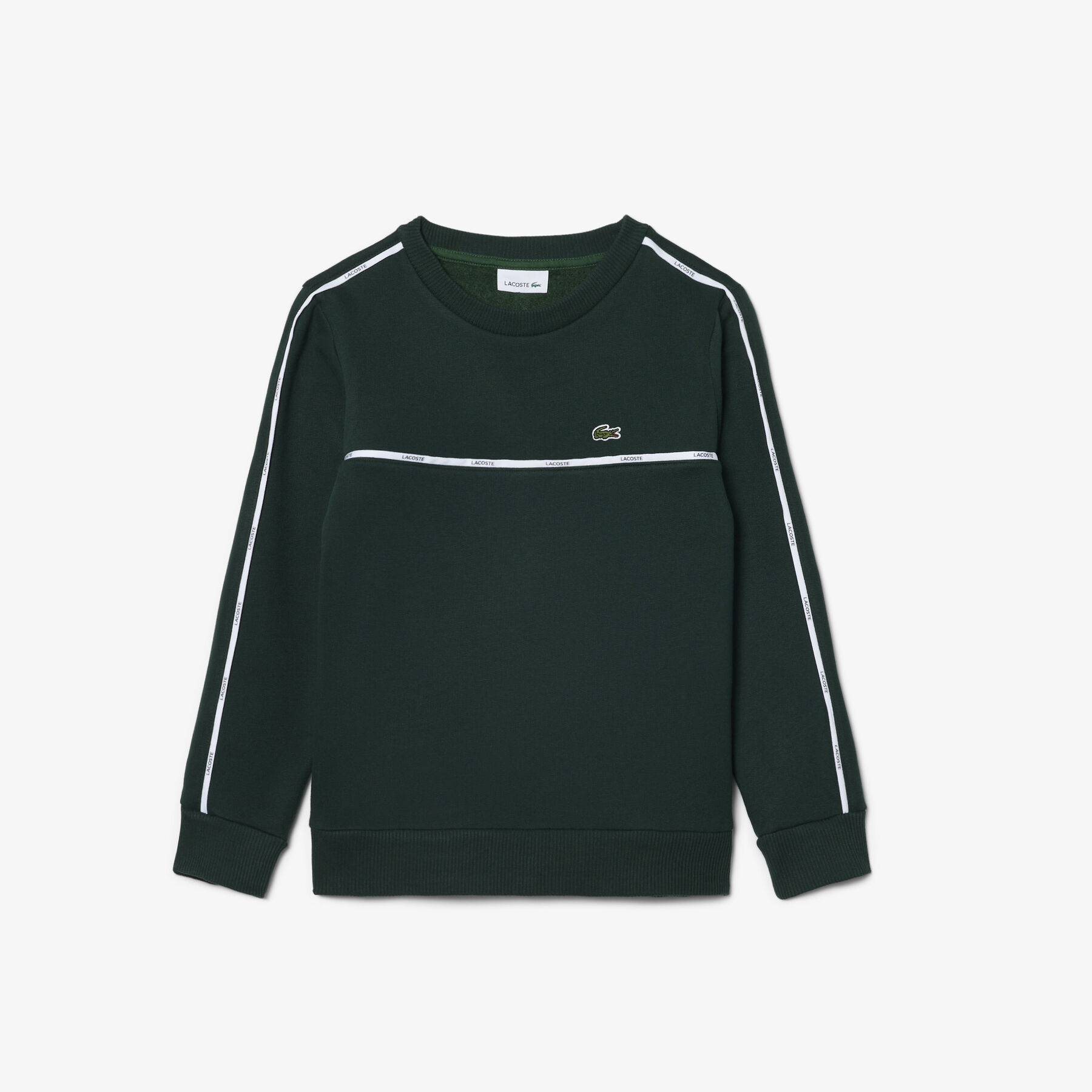 lacoste logo stripe fleece sweatshirt