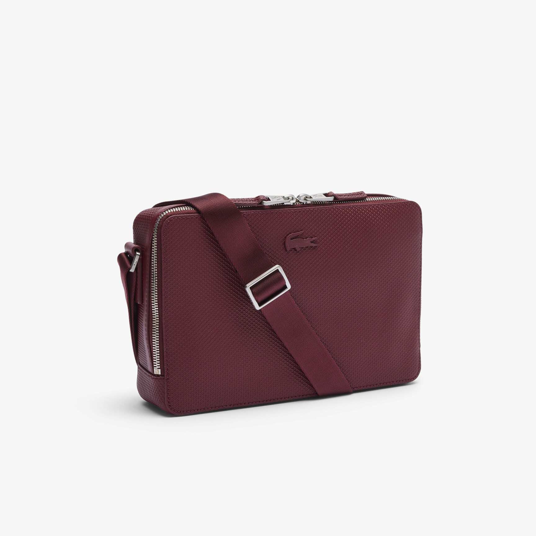 Unisex Chantaco Matte Stitched Leather Zippered Crossbody Bag