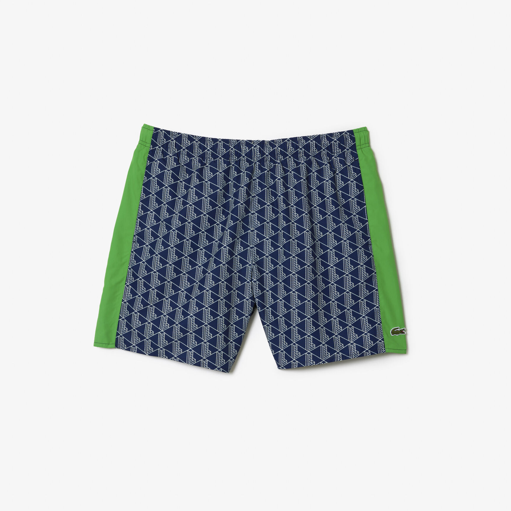 Lacoste Mid Length Monogram Print Swim Trunks