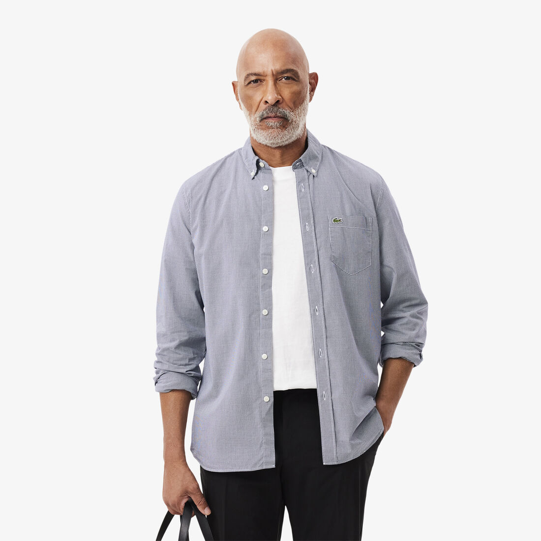 قميص بوبلين مربعات بقصّة عادية