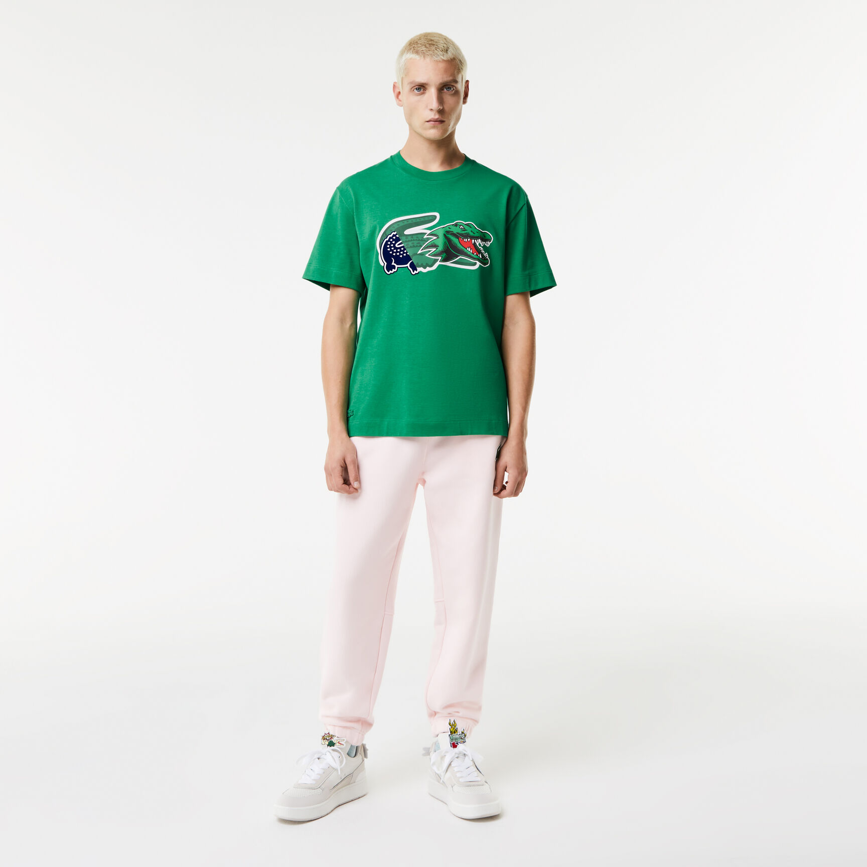 تيشيرت بقصة مريحة وشعار التمساح بحجم كبير من تشكيلة موسم الأعياد للرجال تيشيرت بقصة مريحة وشعار التمساح بحجم كبير من تشكيلة موسم الأعياد للرجال