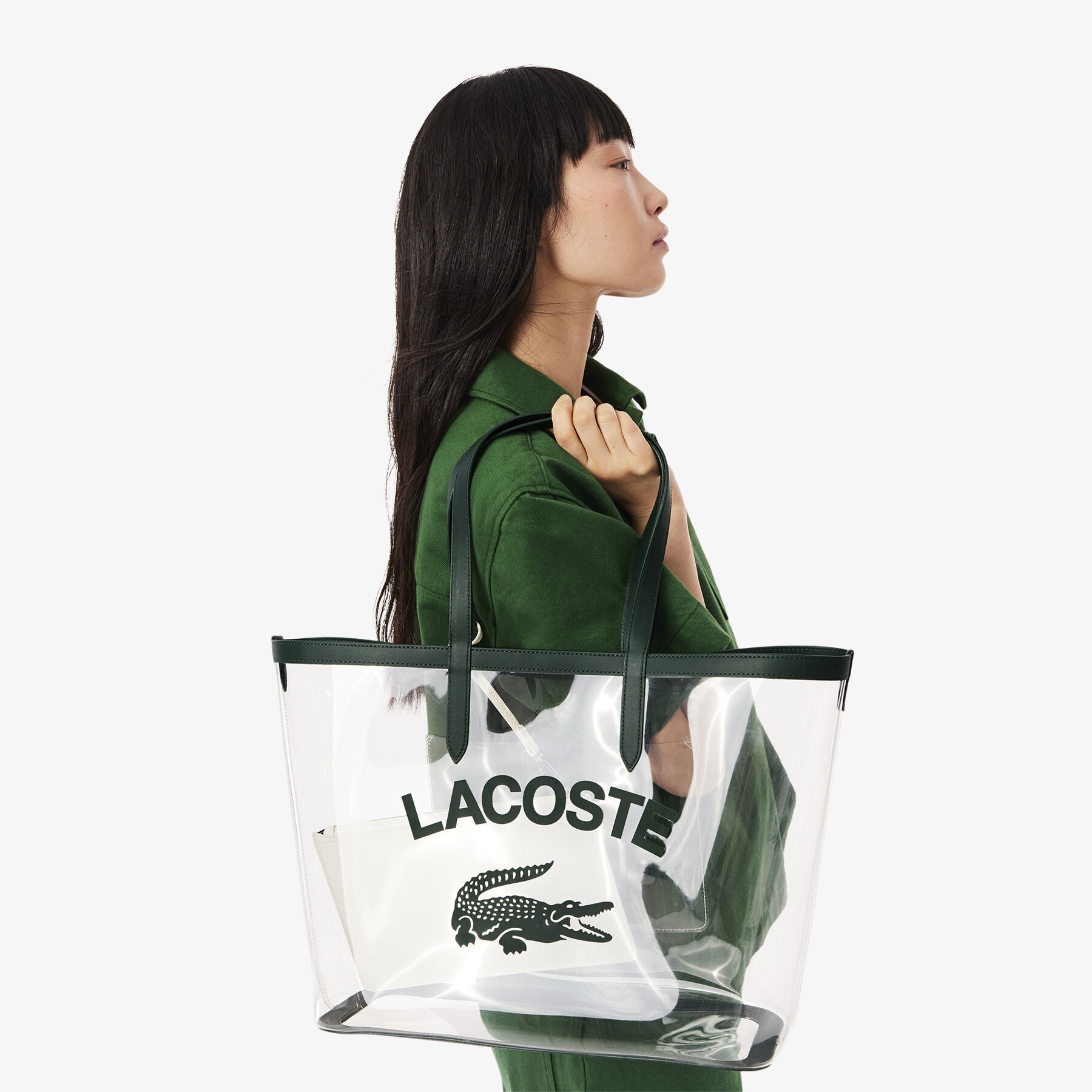 Large Anna Transparent Grained Tote lacoste large anna transparent grained tote