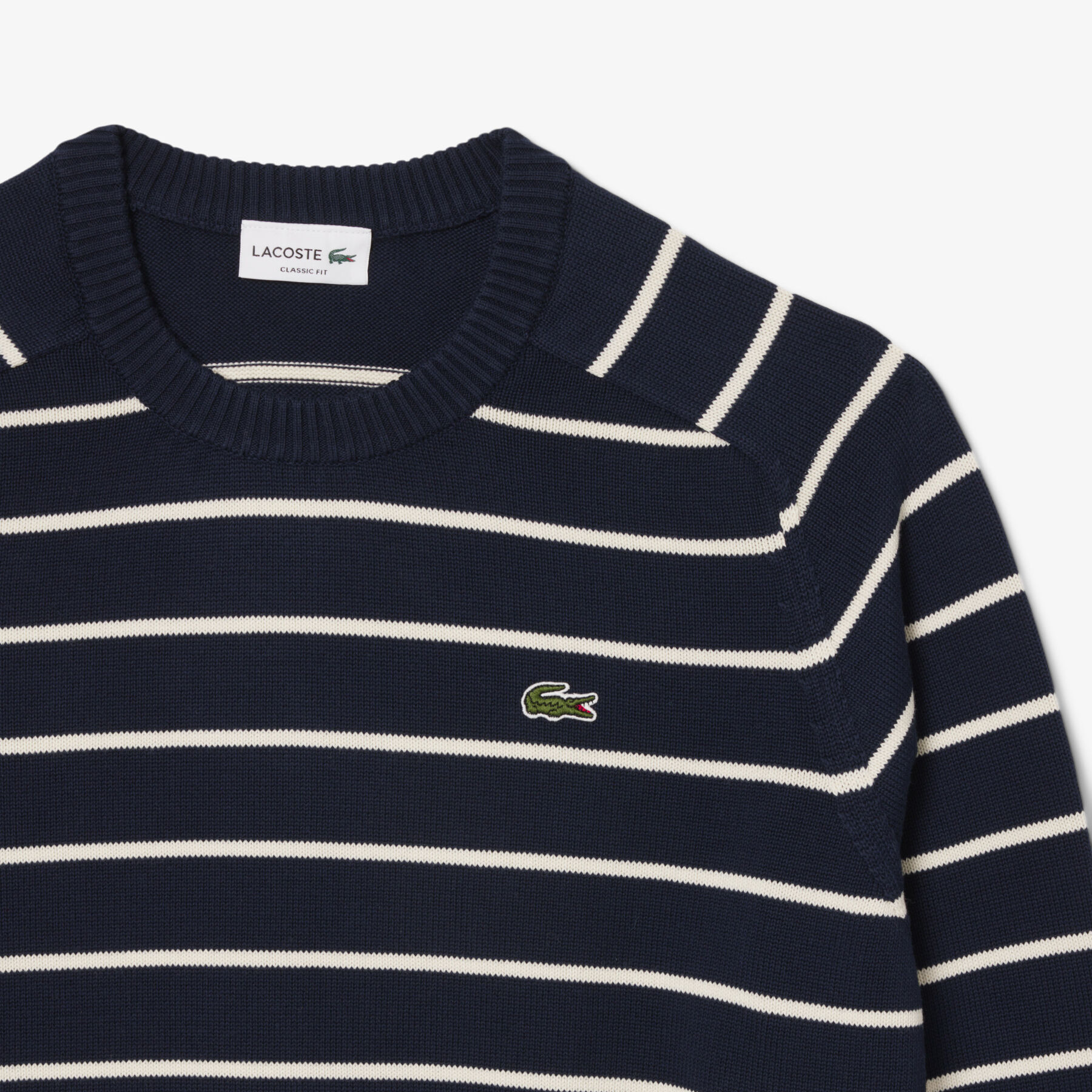 Striped Cotton Crew Neck Sweater lacoste striped cotton crew neck sweater