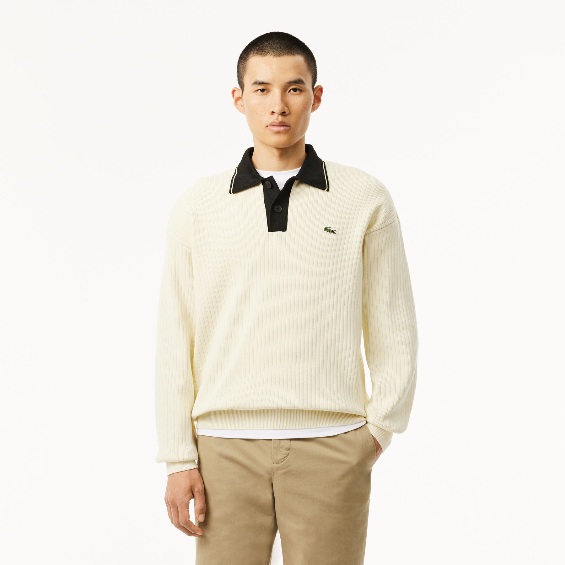 lacoste french made polo collar sweater