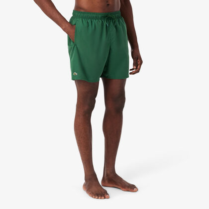 شورت سباحة أحادي اللون متوسط الطول