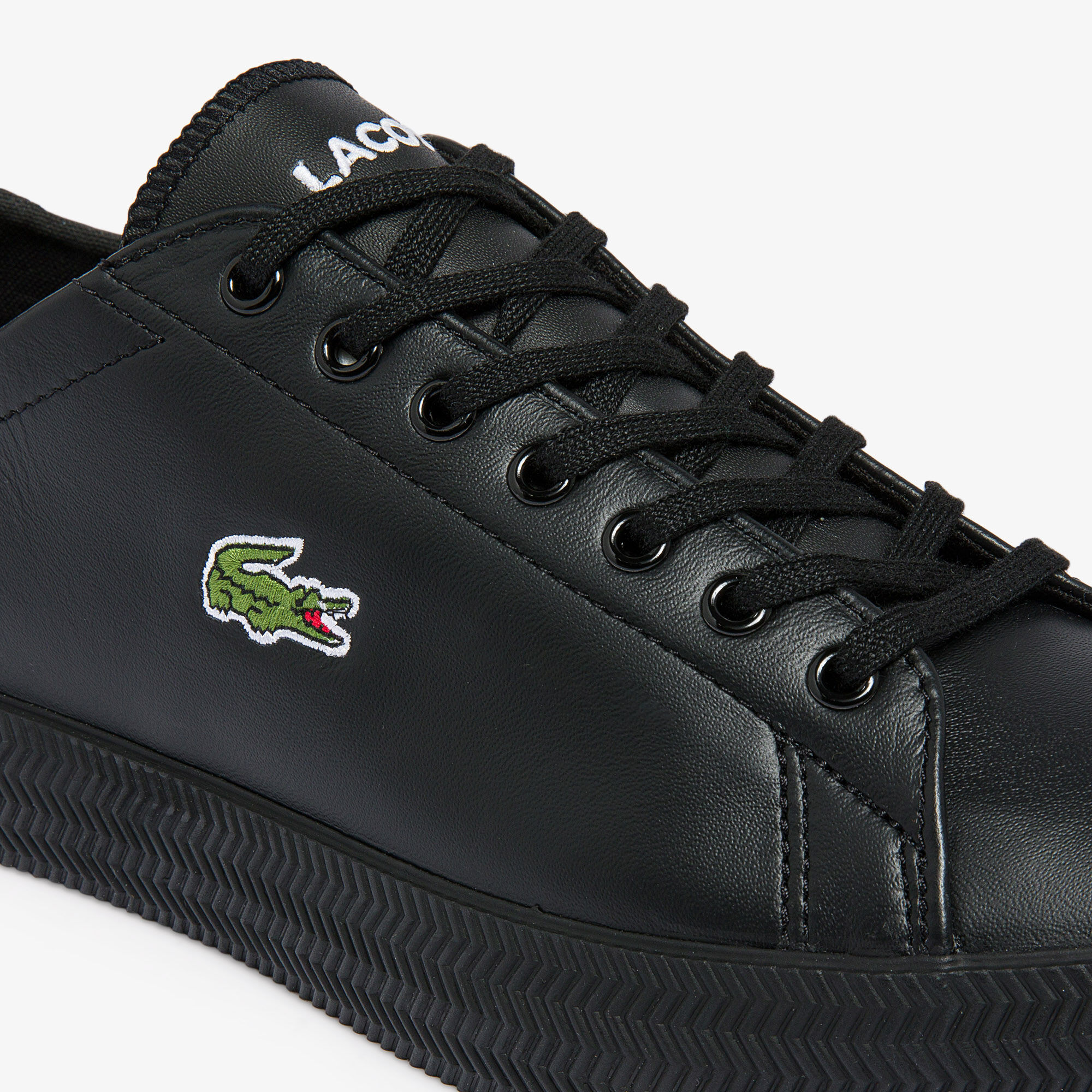 Mens black leather lacoste trainers cheap