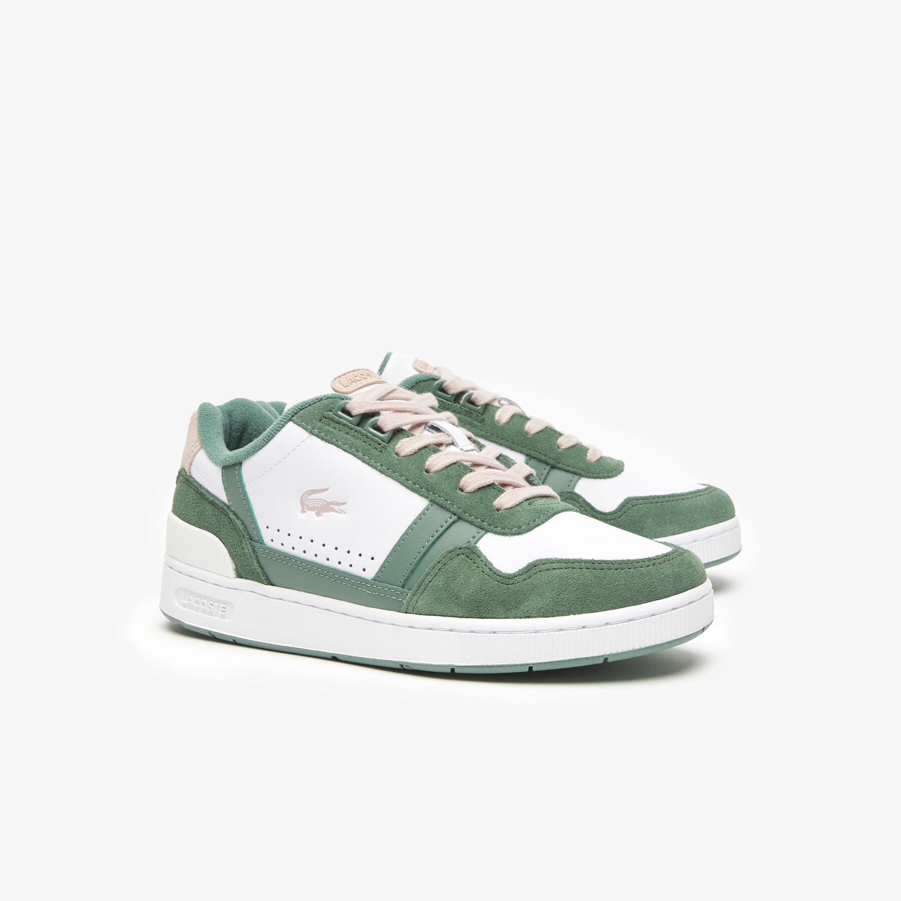 Women's Lacoste T-Clip Leather Colour Contrast Trainers women s lacoste t clip leather colour contrast trainers