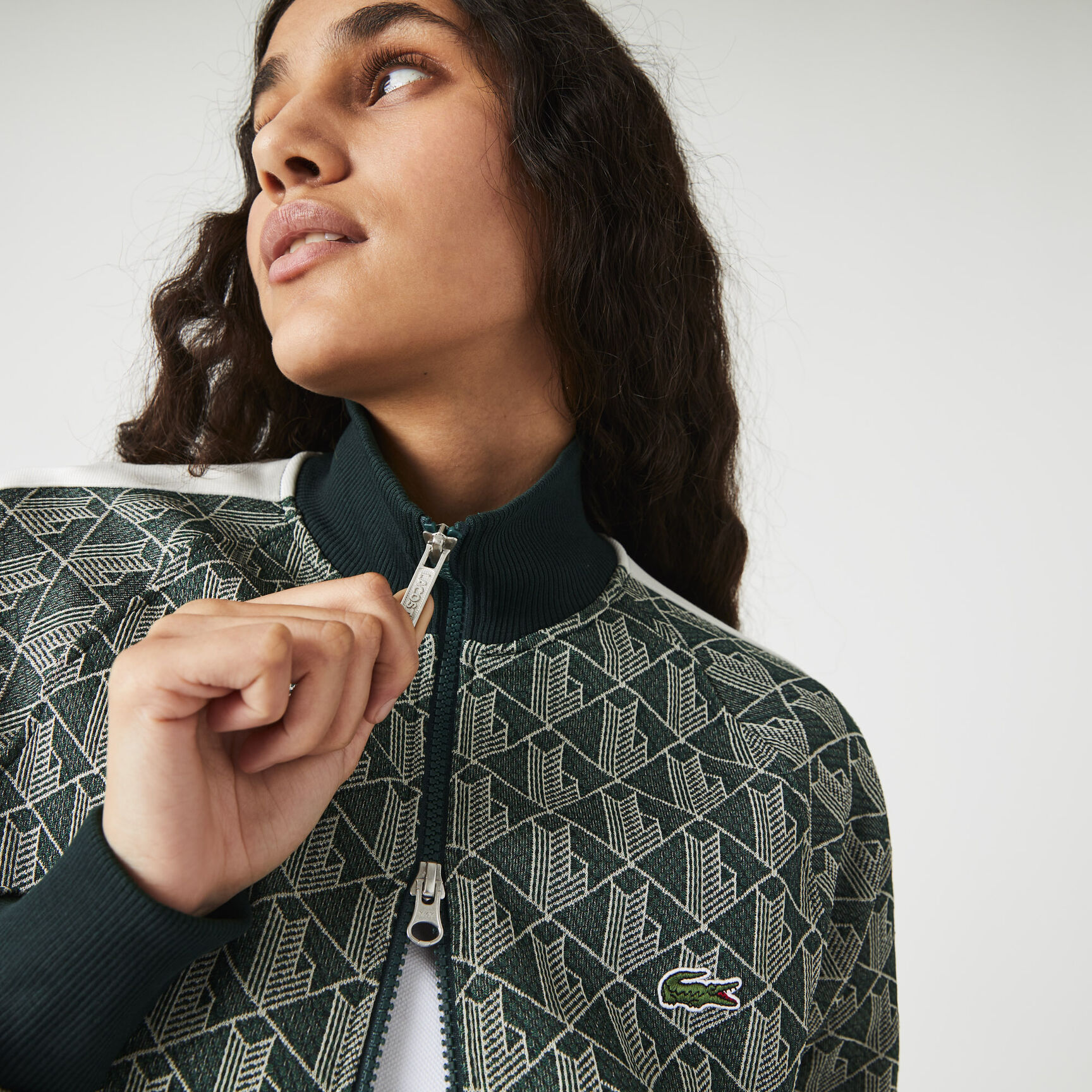 Unisex Lacoste L!VE Monogram Patterned Jacquard Zip Jacket