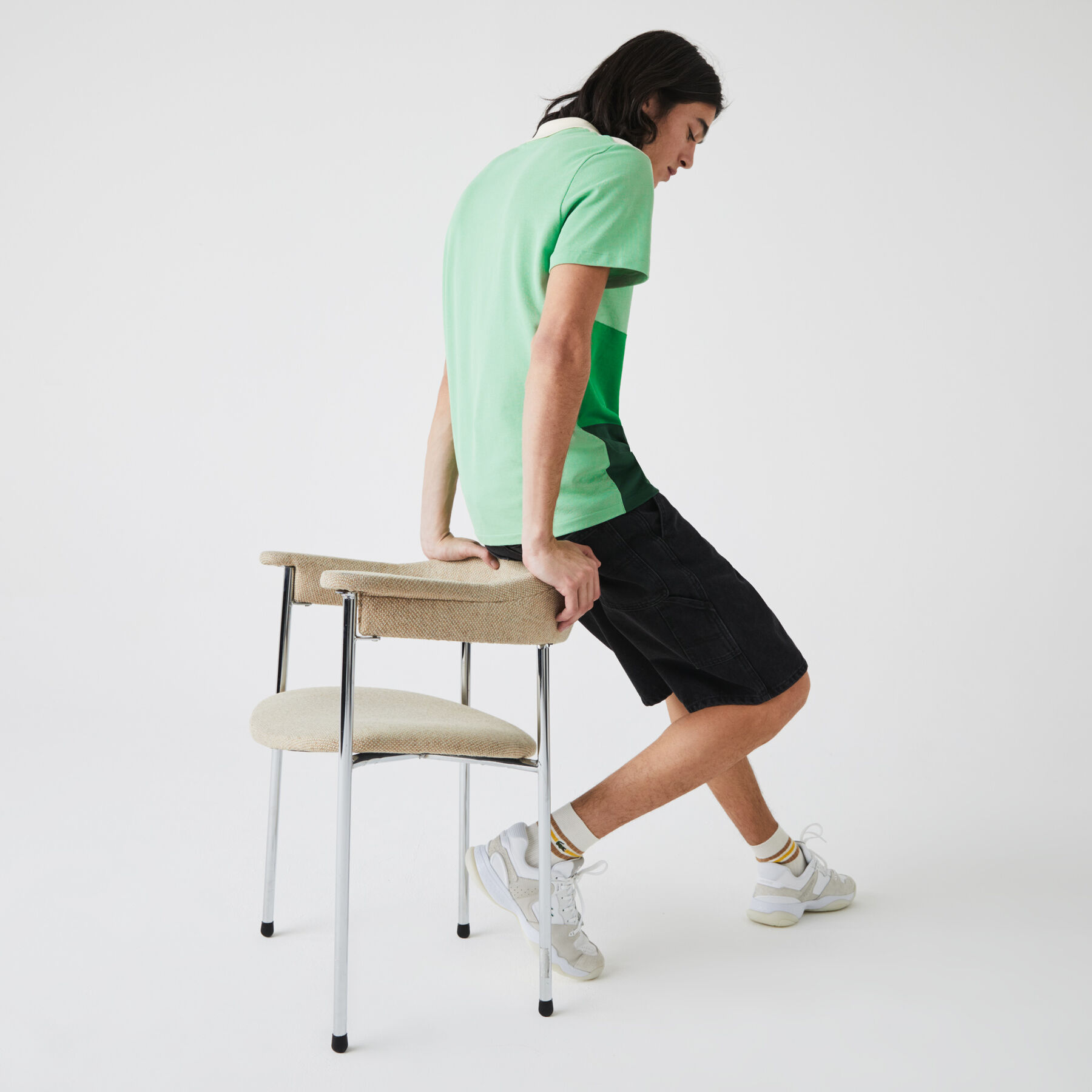men s lacoste regular fit fresh colorblock cotton piqu  polo