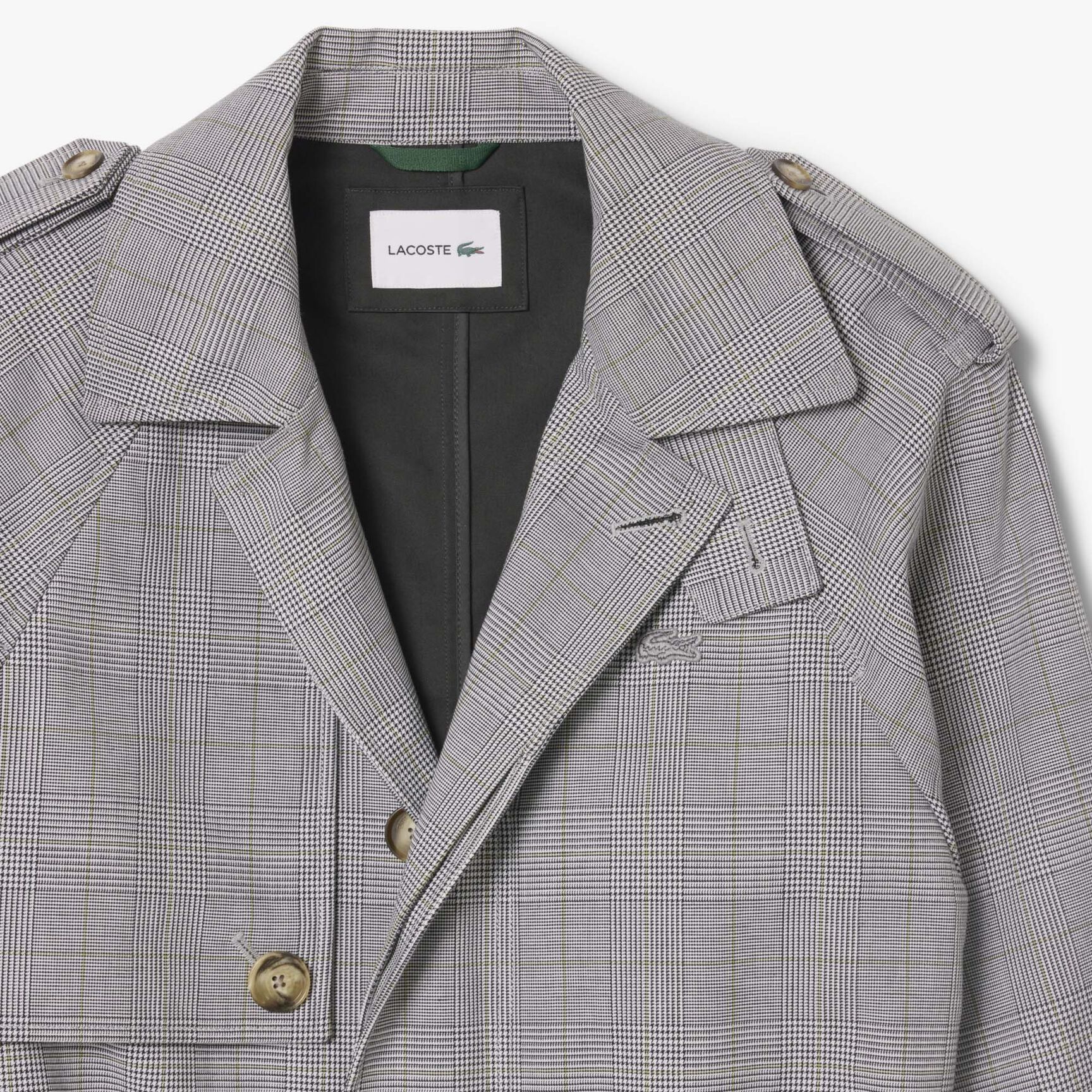 Water-Repellent Plaid Trench Coat