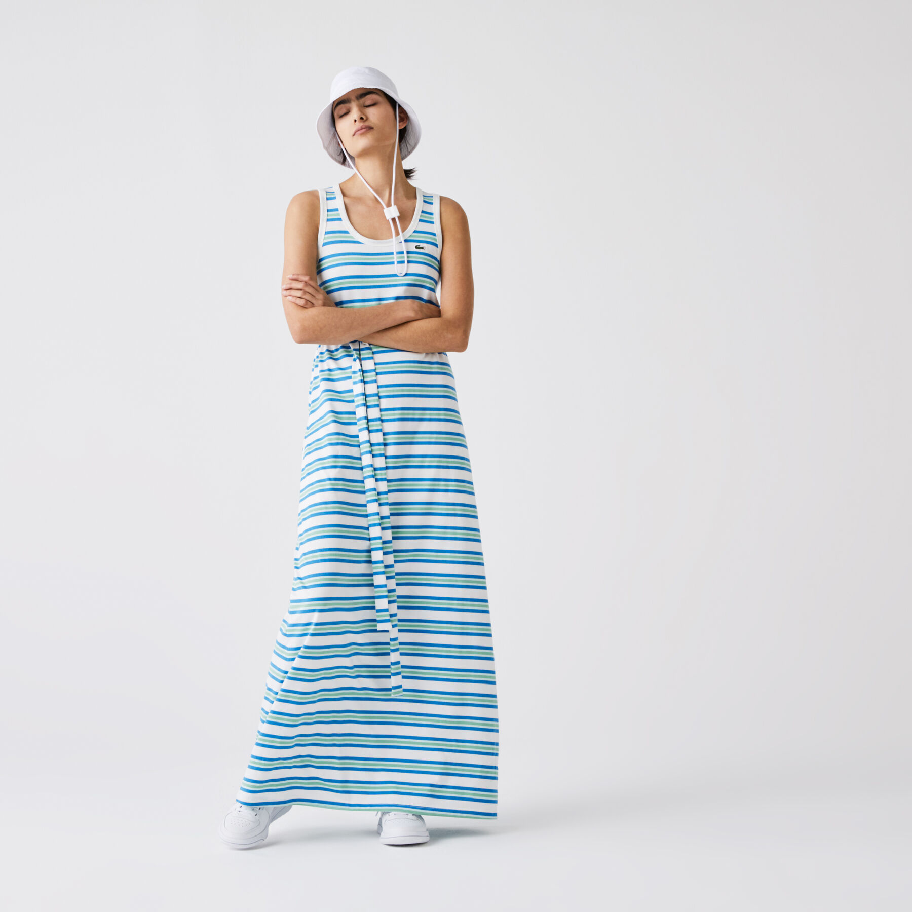 Women’s Long Striped Cotton Tank Top Dress lacoste women s long striped cotton tank top dress