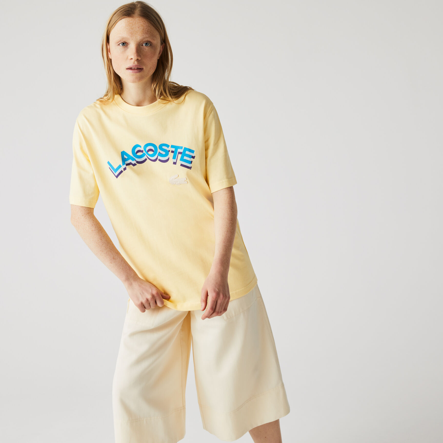 Unisex Lacoste LIVE Loose Fit Lettered Cotton T-shirt Unisex Lacoste LIVE Loose Fit Lettered Cotton T-shirt