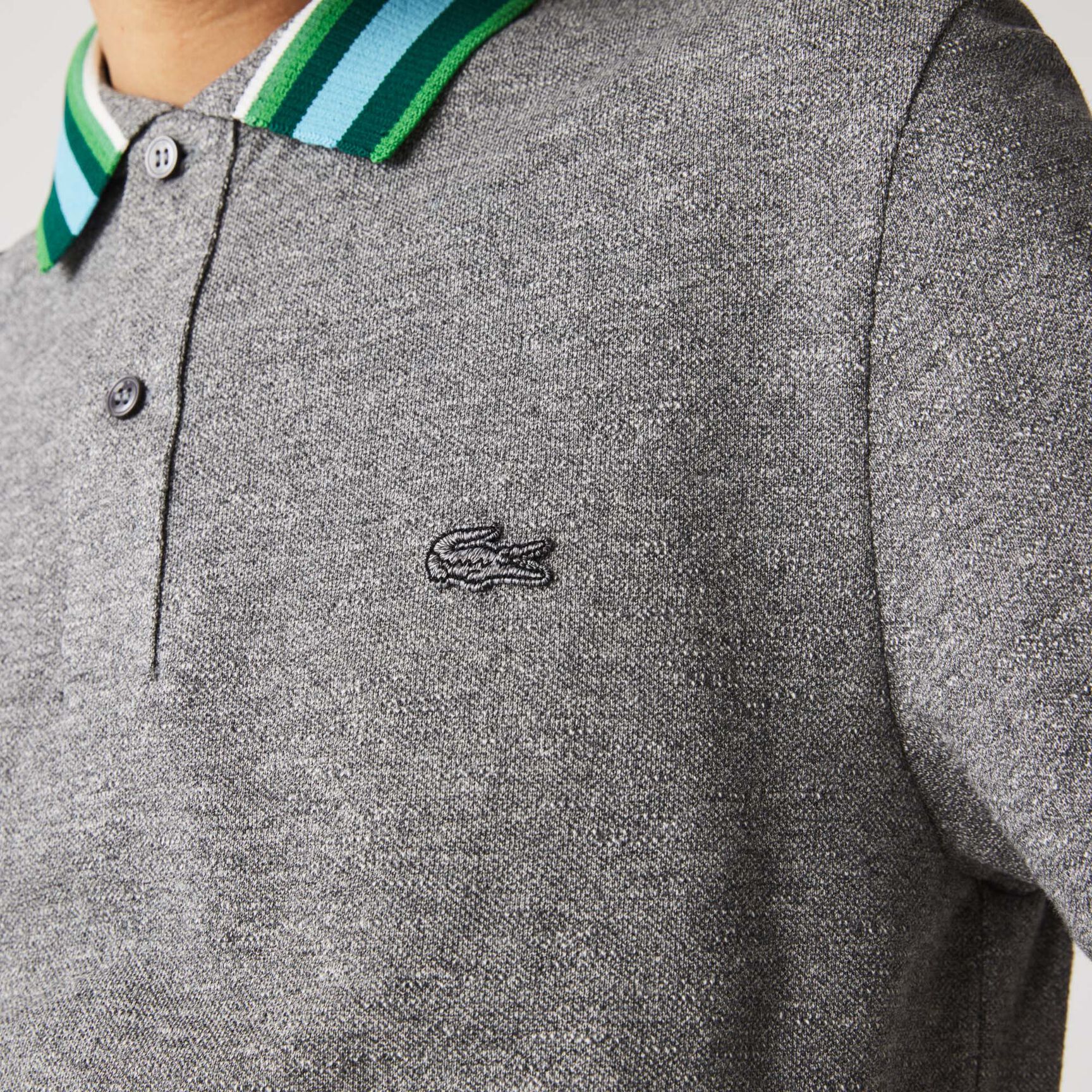 Men’s Lacoste Regular Fit Striped Collar Cotton Piqué Polo Men’s Lacoste Regular Fit Striped Collar Cotton Piqué Polo