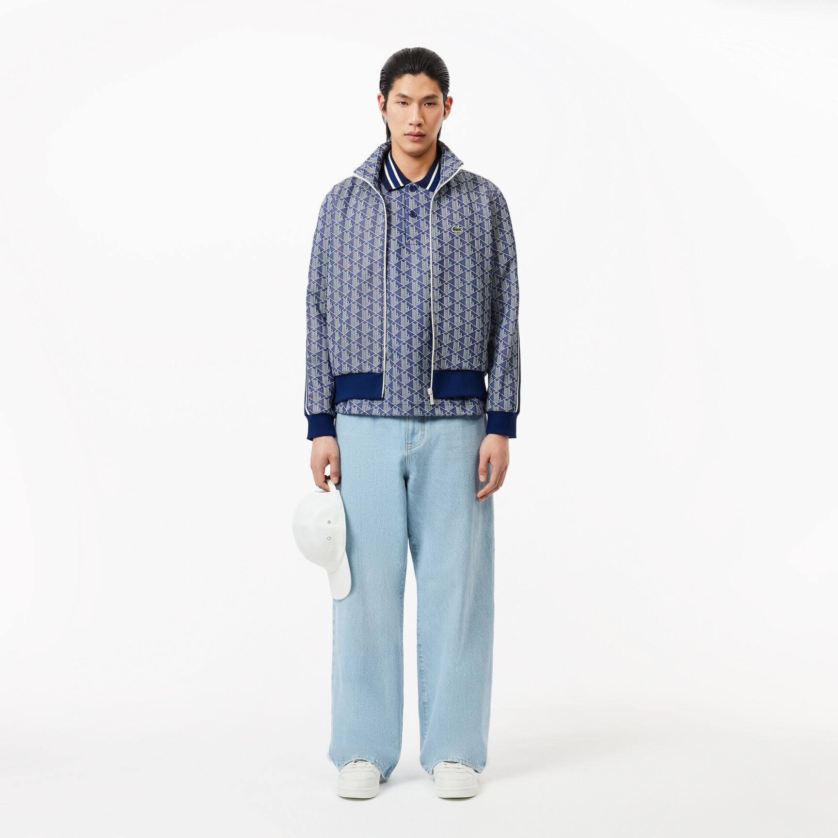 قميص بولو كلاسيكي بقصّة كلاسيكية من قماش الجاكار أحادي اللون