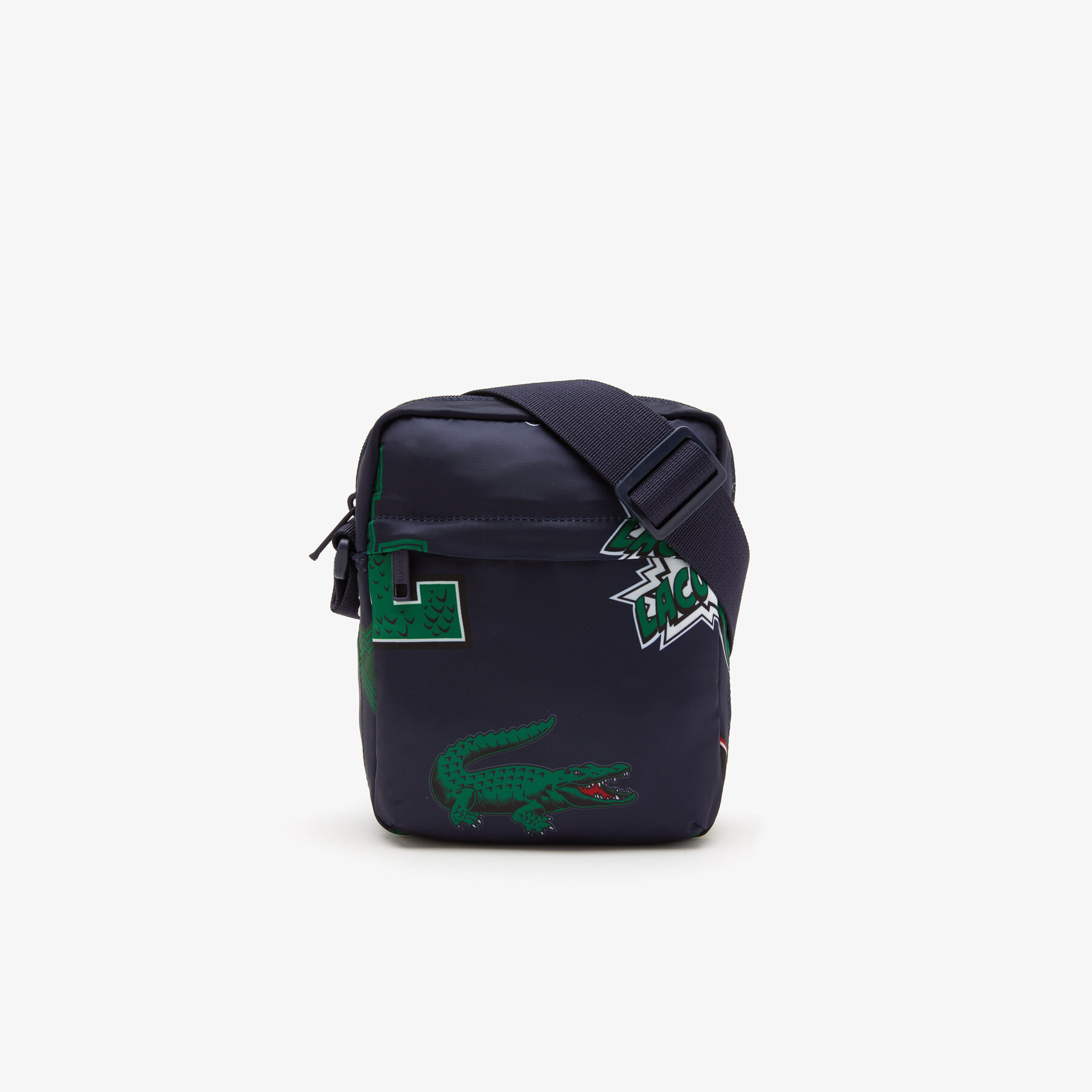 men s lacoste holiday comic print vertical camera bag